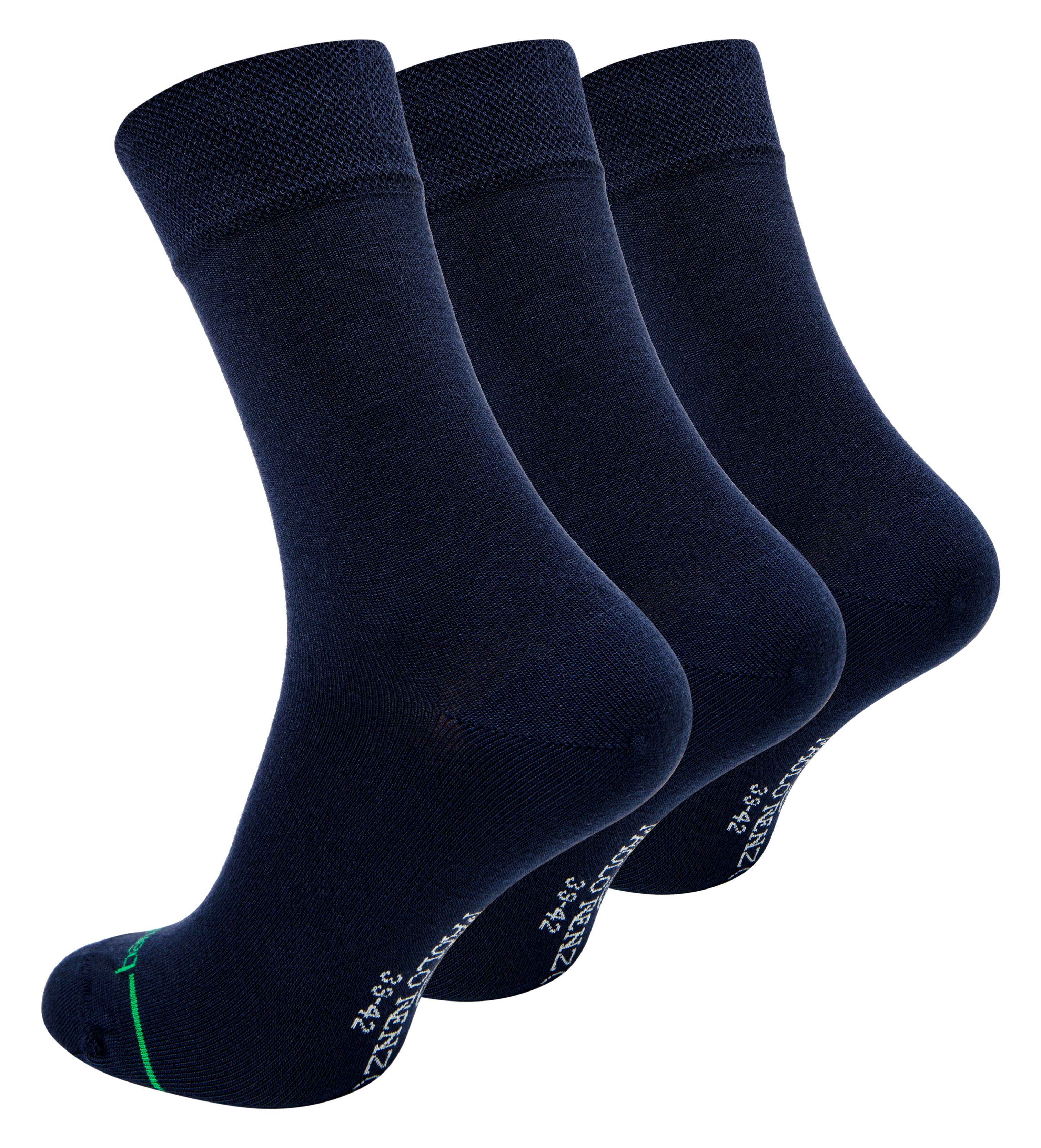 hochwertiger Viskose Atmungsaktive Marineblau Renzo Herren Bambus Socken Geruchshemmend - (3-Paar) Casual Paolo / Business aus Gesundheitssocken Socken