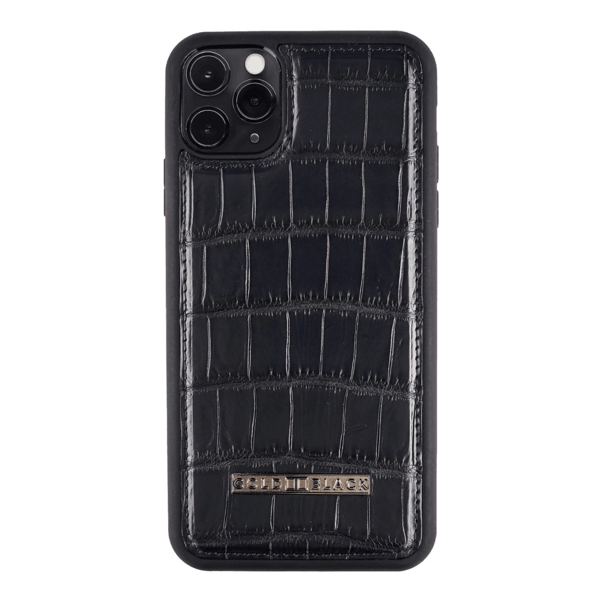 GOLDBLACK Handyhülle GOLDBLACK iPhone 11 Pro Lederhülle Krokodilleder Dunkelblau
