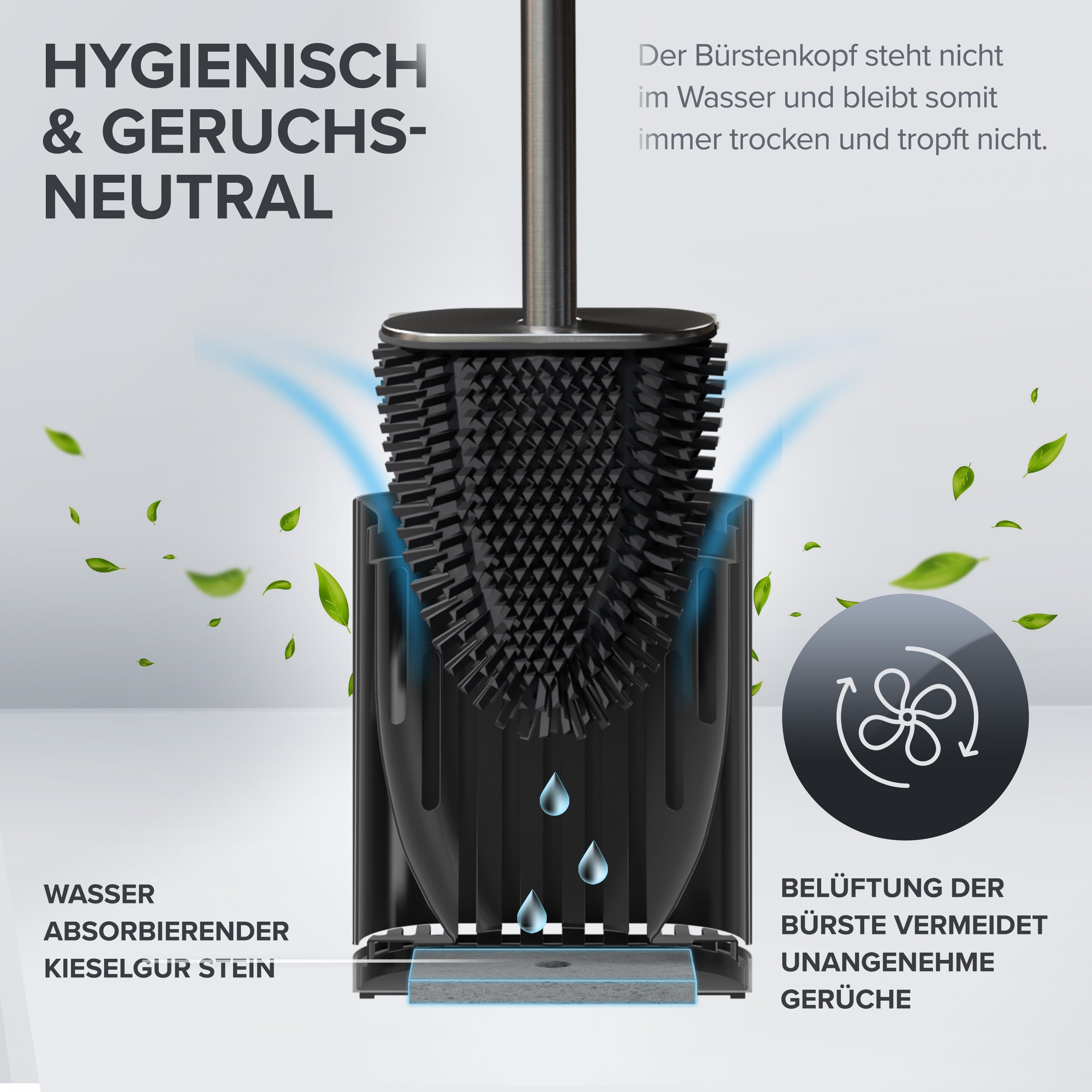 ovimar WC-Reinigungsbürste, (1-tlg), aus Edelstahl in Gunmetal zur Wandmontage (optional)