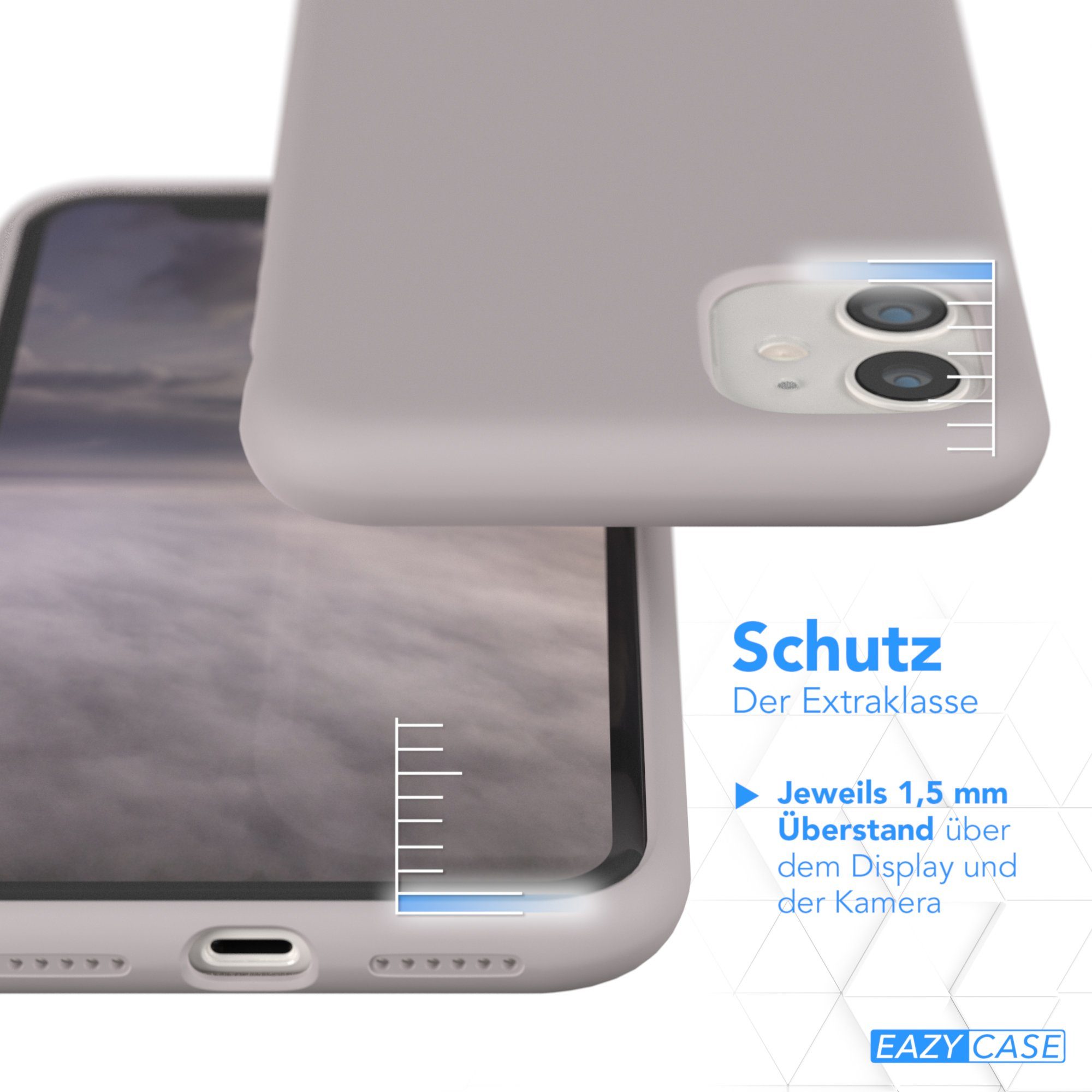 EAZY CASE Handyhülle Premium Silikon Case für Apple iPhone 11 6,1 Zoll, Hülle Bumper Case Slimcover mit Displayschutz Silikonhülle Altrosa