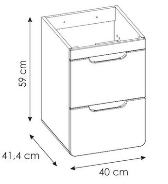 Feldmann-Wohnen Waschbeckenschrank Aruba (1-St) 40x41x59cm Farbe wählbar mit 2 Schubladen