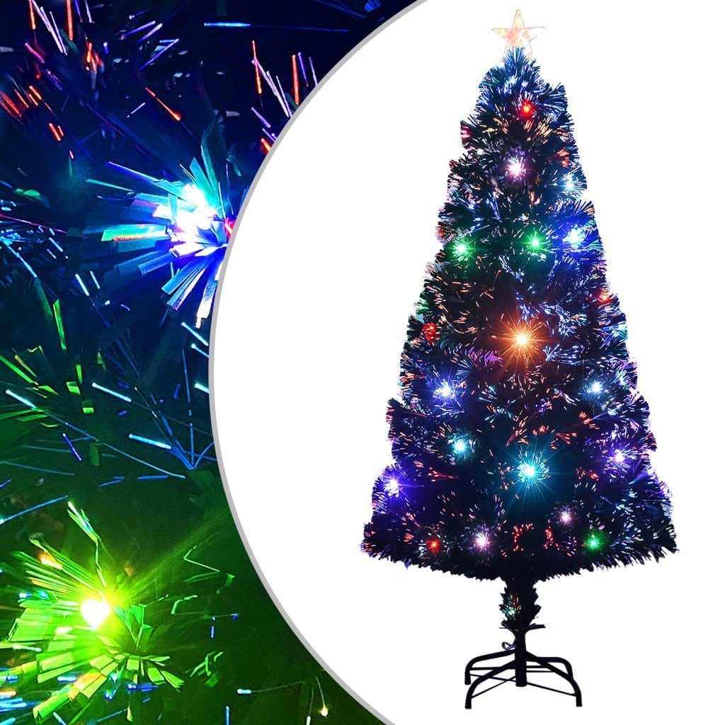 vidaXL Künstlicher Weihnachtsbaum Weihnachtsbaum mit Beleuchtung und Ständer 120 cm Glasfaser