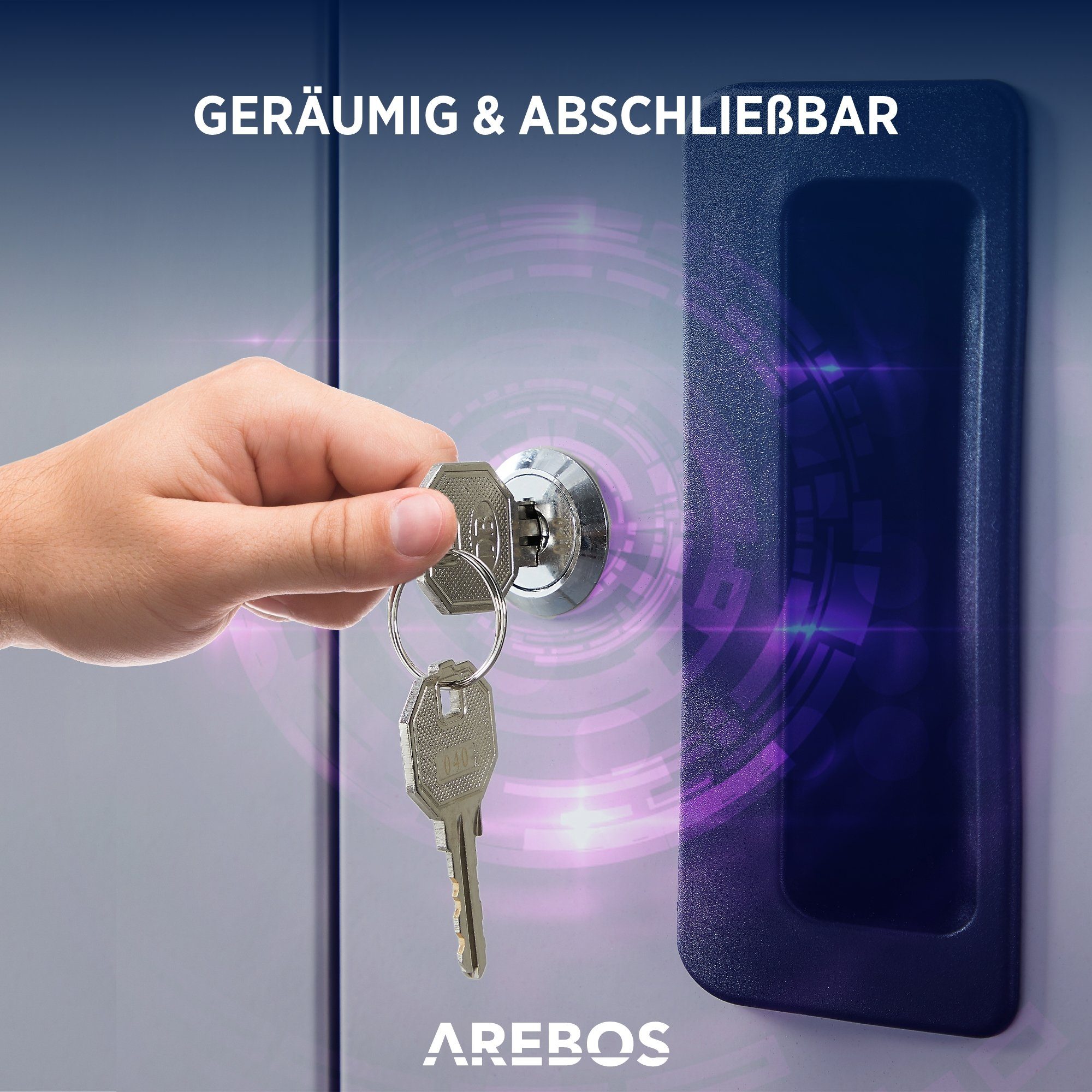 Arebos Aktenschrank Büroschrank Materialschrank Stahlschrank 140x90x40 cm (Stück, grau) Max. Belastbarkeit: 40 kg / je Fach – Bild 3 von 5