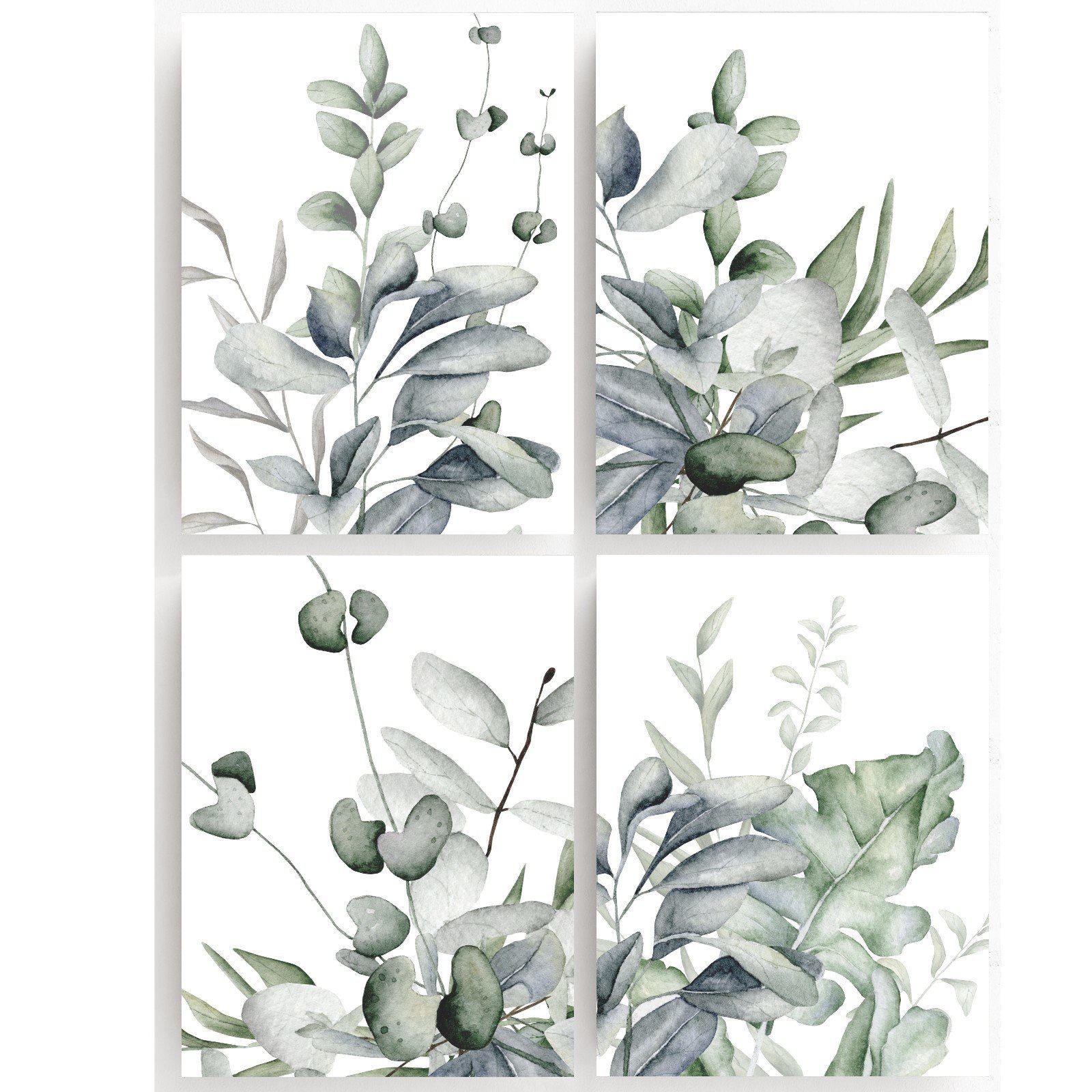 homestyle-accessoires Плакат Изображенияset GREENERYS GRÜNE PFLANZEN AQUARELLE PASTELL 4er, - Ohne Изображенияrahmen - sorgfältige & sichere Verpackung