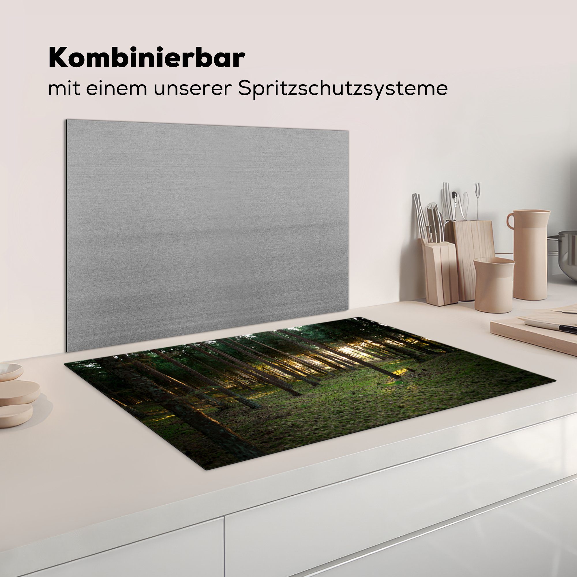 Gras, für küche, die MuchoWow Baum Vinyl, tlg), Ceranfeldabdeckung Schutz - cm, - (1 Herdblende-/Abdeckplatte Sonne Induktionskochfeld 81x52