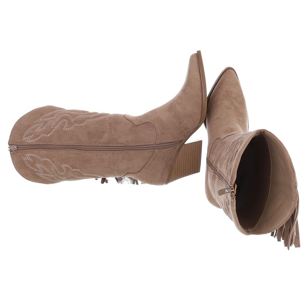 Ital-Design Moderne Damen-Stiefel mit Fransen für günstig online kaufen