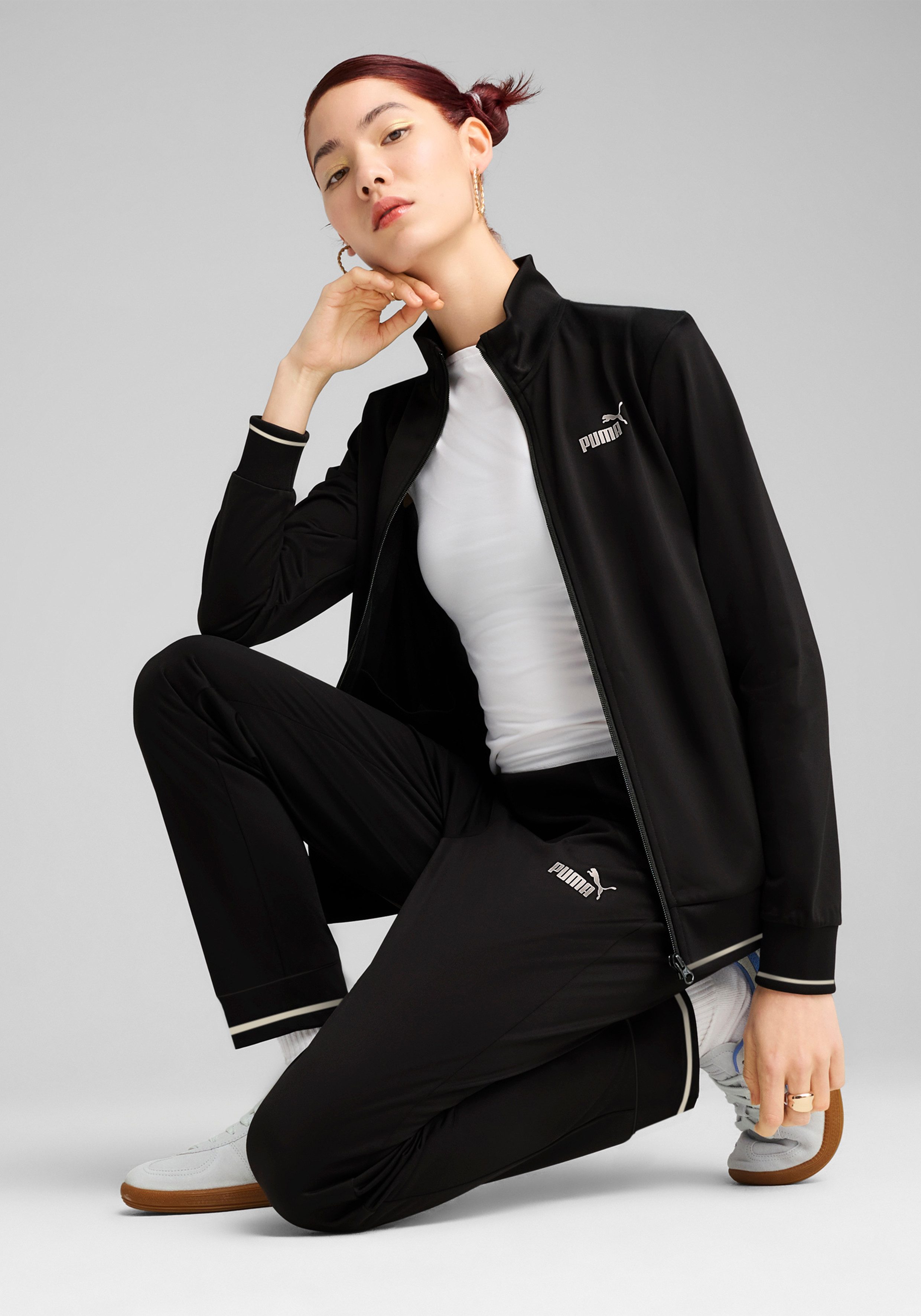 PUMA Trainingsanzug METALLIC FULL-ZIP TRACKSUIT TR CL (2-tlg), ohne Kapuze, Regular Fit, aus Baumwollmischung