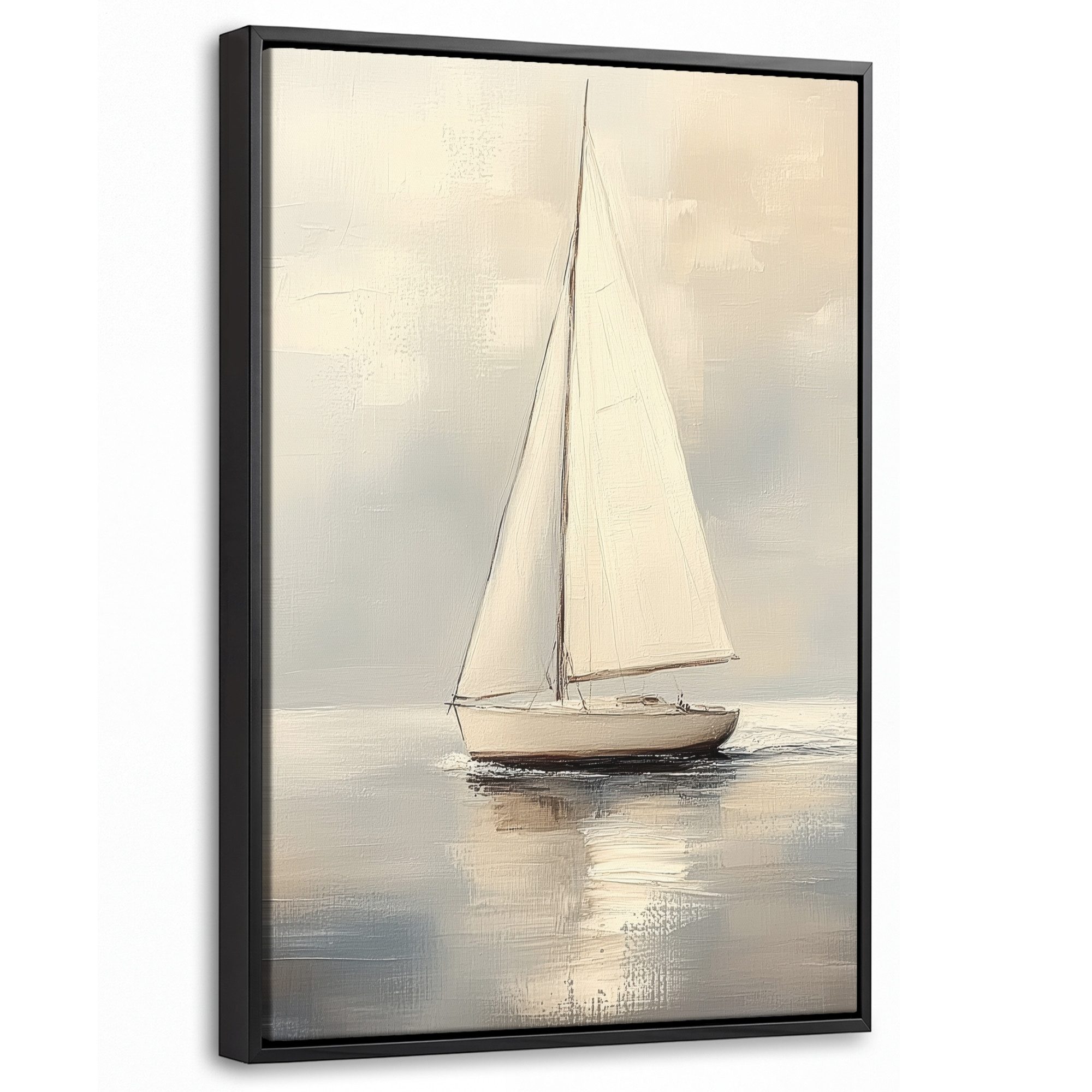 OneMillionCanvasses® Leinwandbild mit Rahmen - Segelschiff - Meer - Bewölkt, Fotodruck (1 St), Deko für Wohnzimmer Schlafzimmer Küche 20x30cm