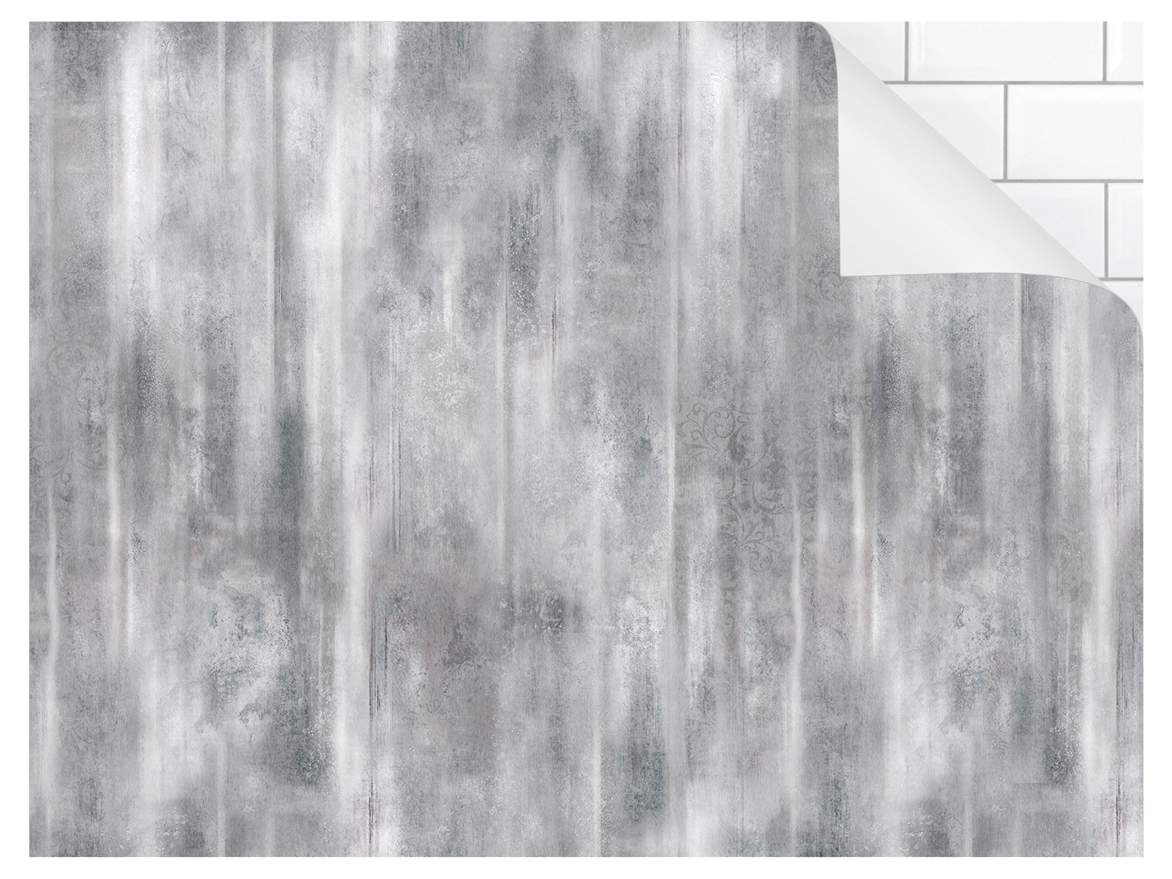 Bilderdepot24 Küchenrückwand selbstklebend grau mit Motiv Shabby, (1-tlg., Nischenrückwand - für Fliesenspiegel ohne Bohren - matt), Nischenrückwand Steinoptik fugenlos Wandpaneel Küche Herd