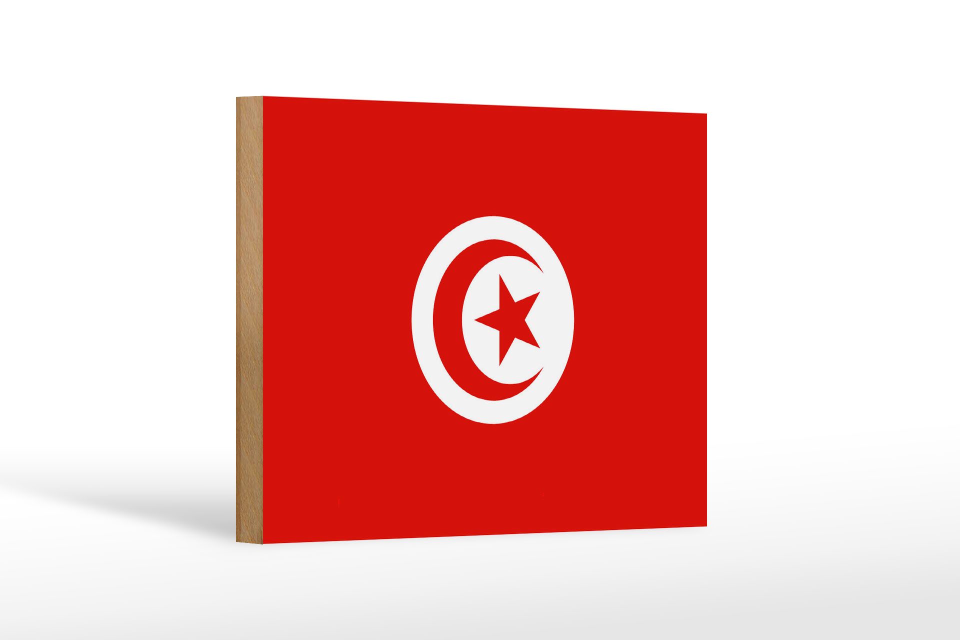 Femer GmbH Holzbild Flagge Tunesiens 18x12 cm Flag of Tunisia, Flaggen (1 St), Glatte Holzfaserplatte (MDF), vorn beschichtet