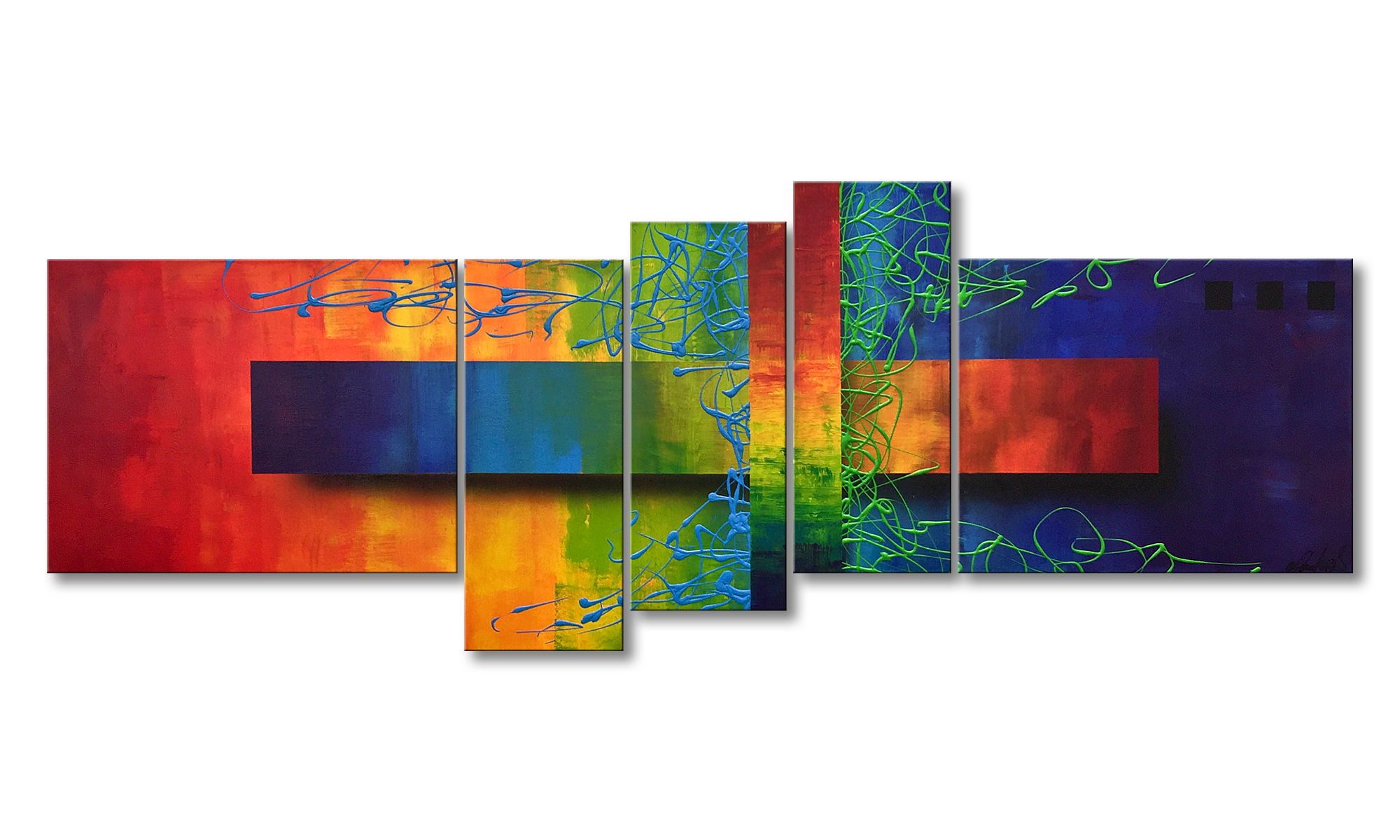 WandbilderXXL Gemälde Playful Rainbow 160 x 60 cm, Abstraktes Gemälde, handgemaltes Unikat