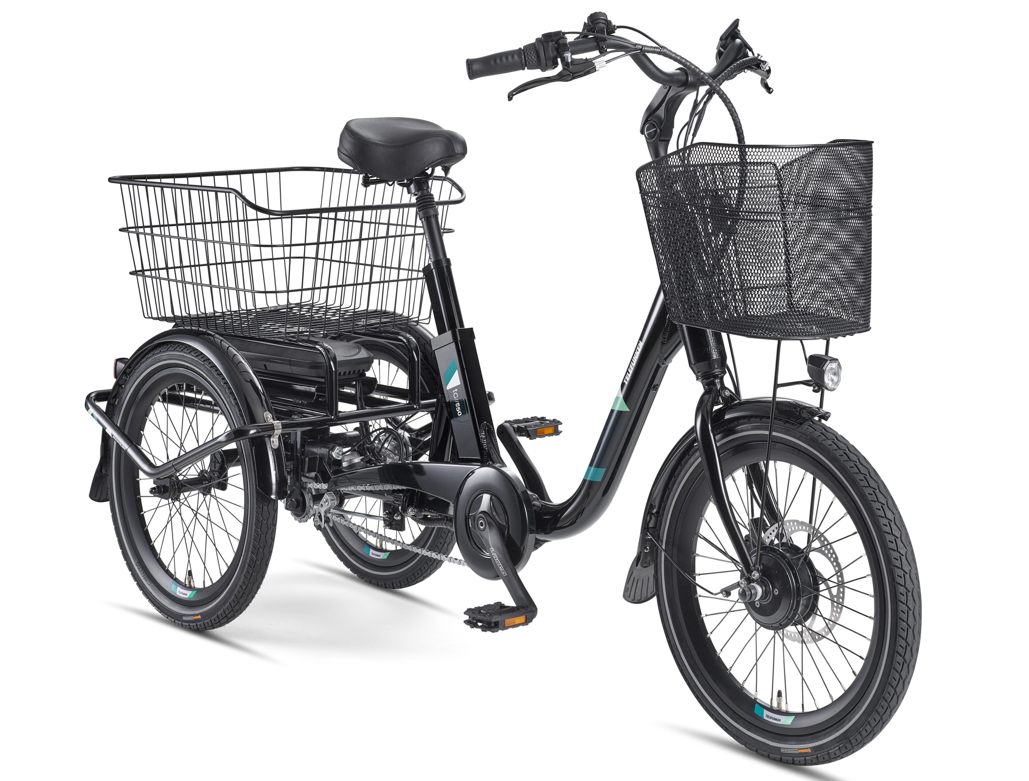 Telefunken E-Bike Dreirad Dreirad TC550, 3 Gang Shimano Nexus Schaltwerk, Nabenschaltung, Frontmotor, 536,5 Wh, inkl. praktischem Einkaufskorb