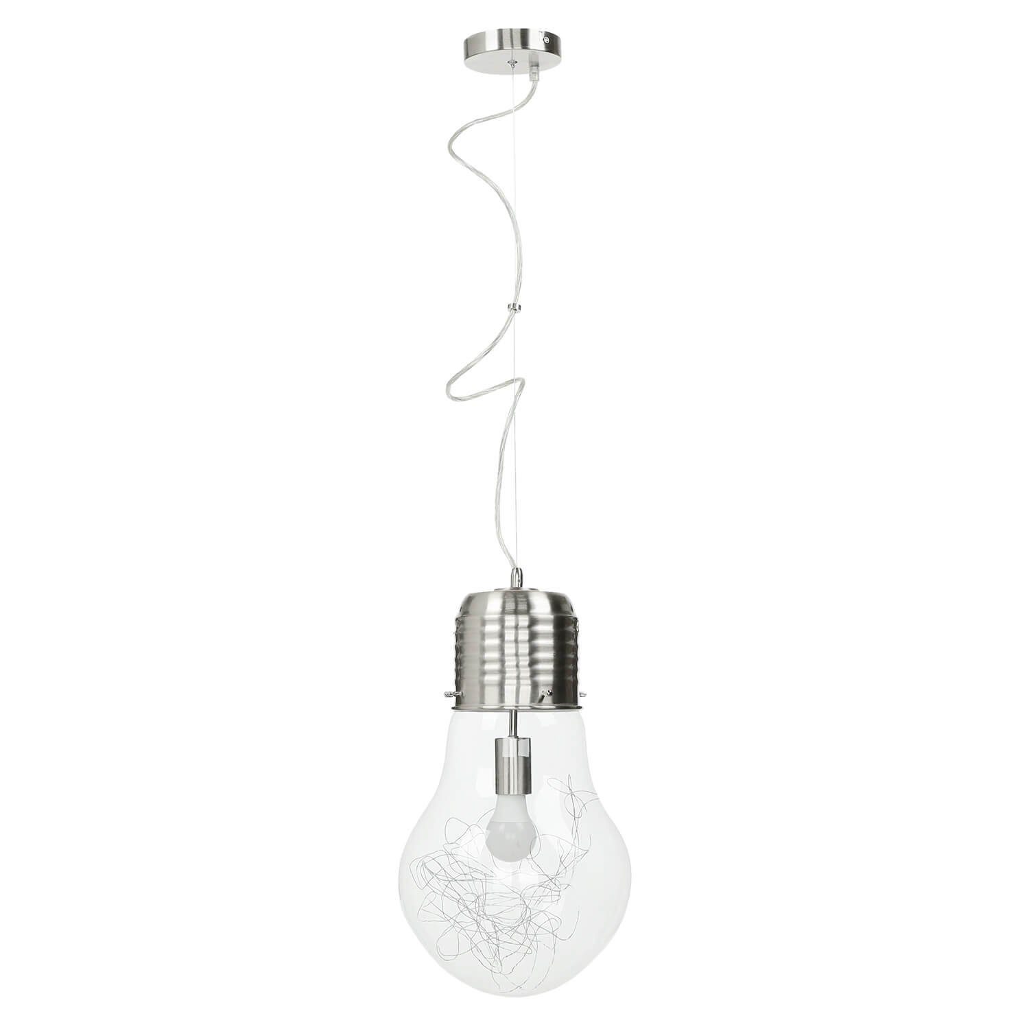 Licht-Erlebnisse Pendelleuchte FUTURA 003, ohne Leuchtmittel, Hängeleuchte Edelstahl Glühbirnenform modern Pendelleuchte Lampe