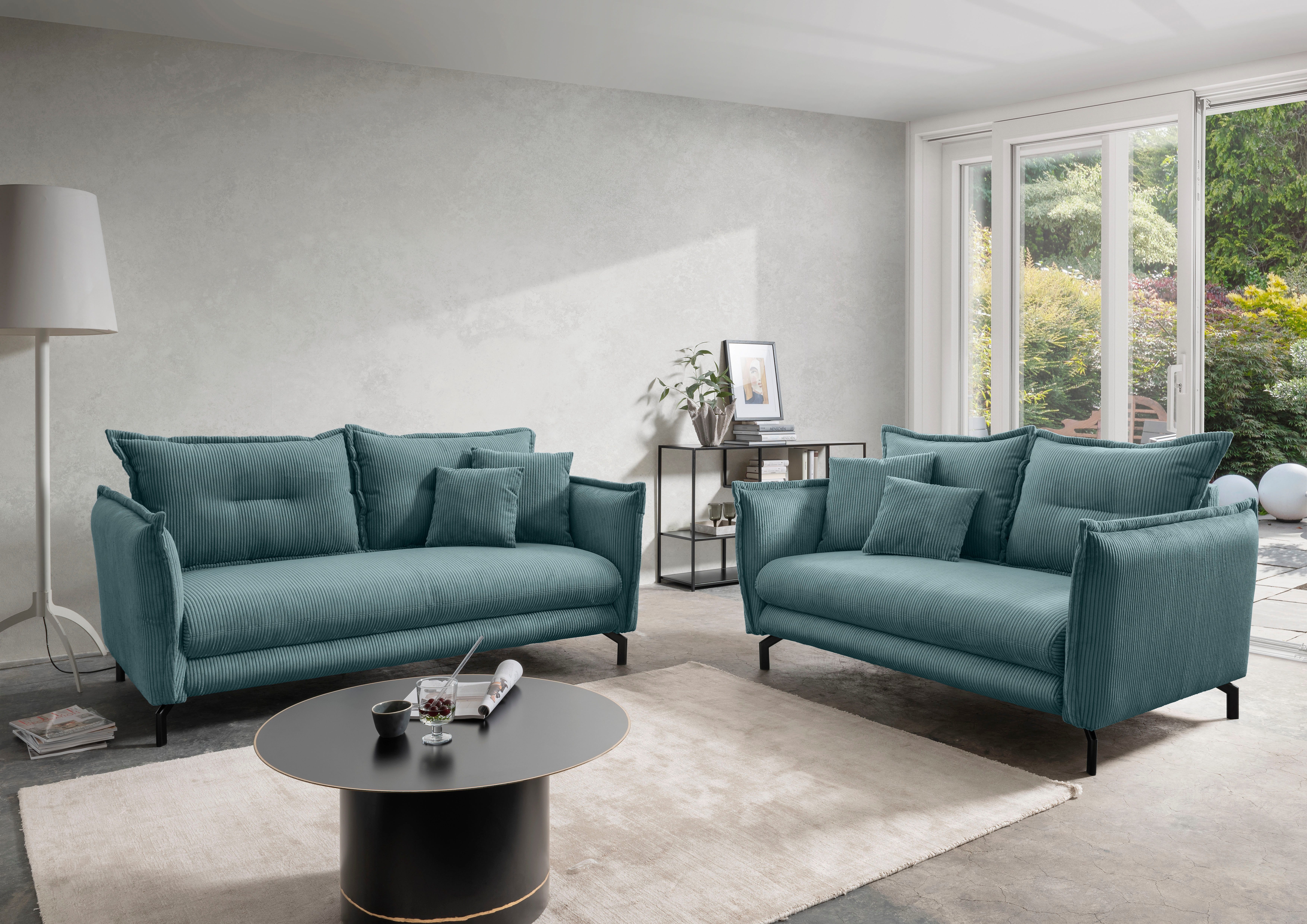 Home affaire Sitzgruppe LAVA modern und elegant, aktuelle Kissenoptik, (2-tlg., 3-Sitzer und 2-Sitzer), Armlehnen verstellbar