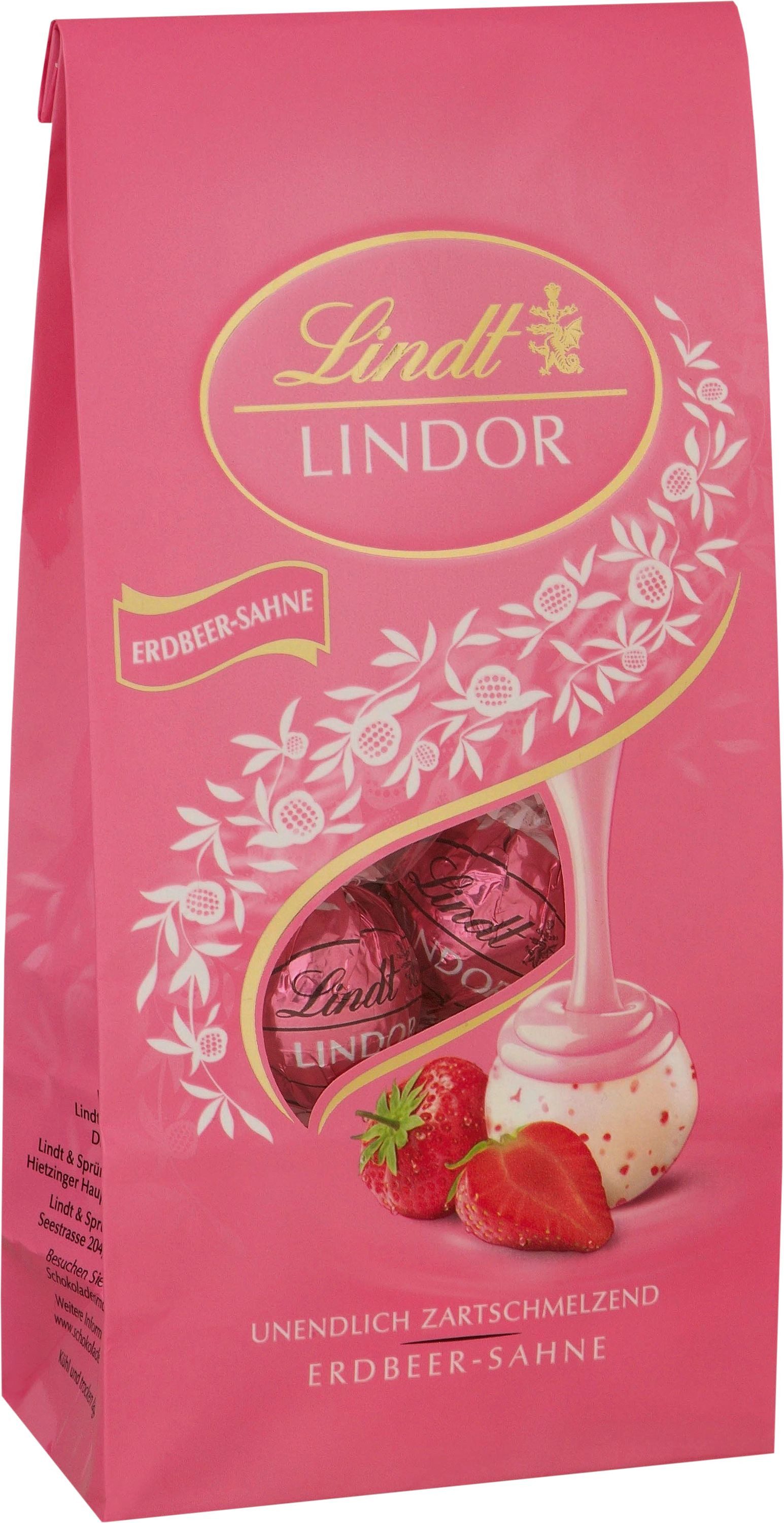 LINDT Schokolade, Lindt Lindor Beutel Erdbeer Sahne