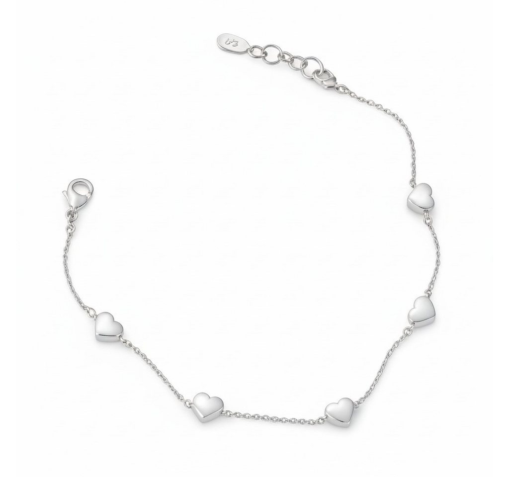 Lisandra Scott Silberarmband Armband aus 925 Sterling Silber mit Herz Anhänger für Damen & Mädchen, Zart, elegant, voller Herz – verstellbar von 16 bis 20 cm