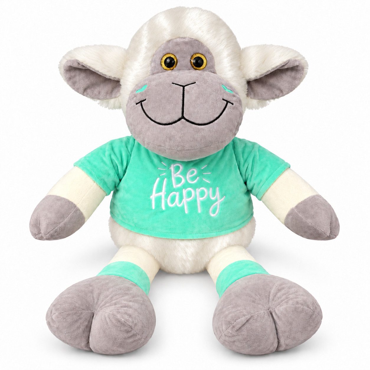 Landahl & Baumann Kuscheltier XXL Plüschtier Schaf weiß mit Shirt, sehr weich Mint Schmusetier mint (Set, 1-St., Geschenk-Set), Mutmacher Spruch, sehr weich, Glitzer Augen