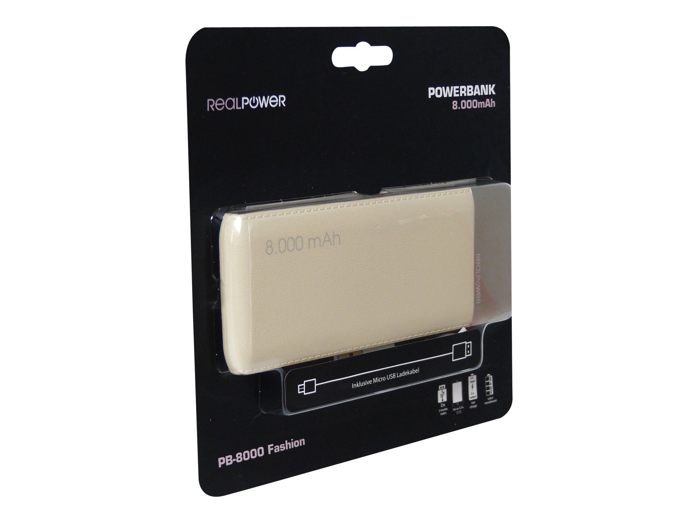 Ultron REALPOWER Powerbank RealPower PB-8000 Fashion Champagner (lederoptik) Powerbank