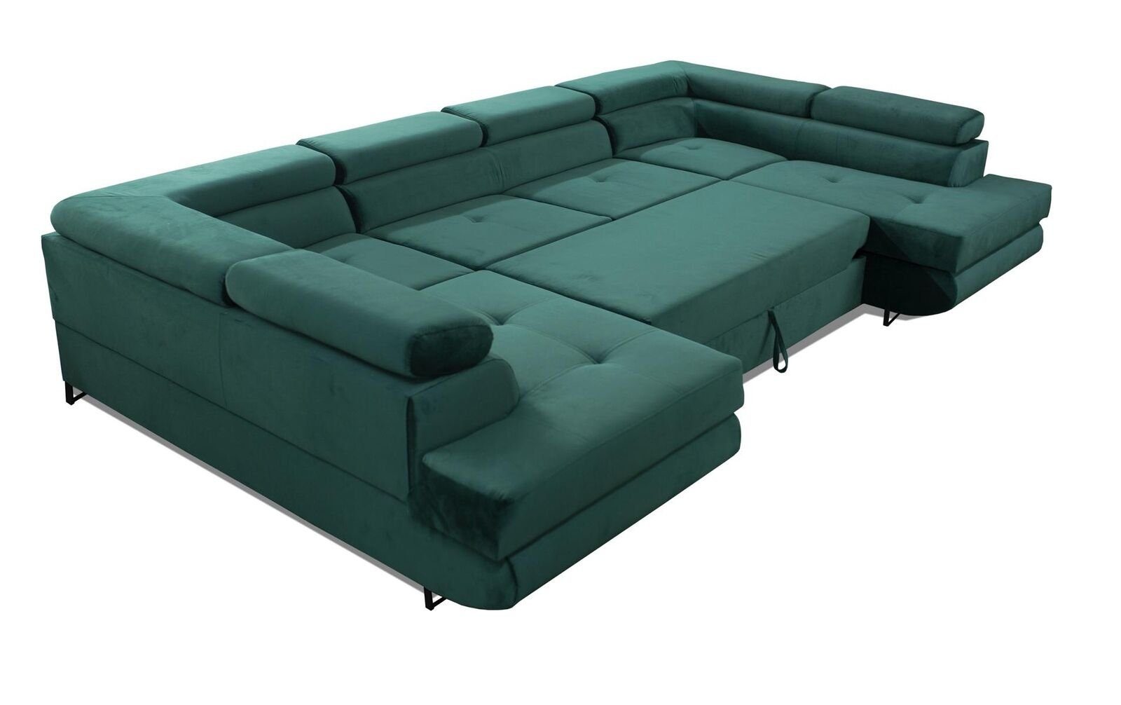Ecksofa U-Form Ecksofa JVmoebel Europe Stoff in Made Polster Textil Couch Eck Design Modern Grün Sofa,