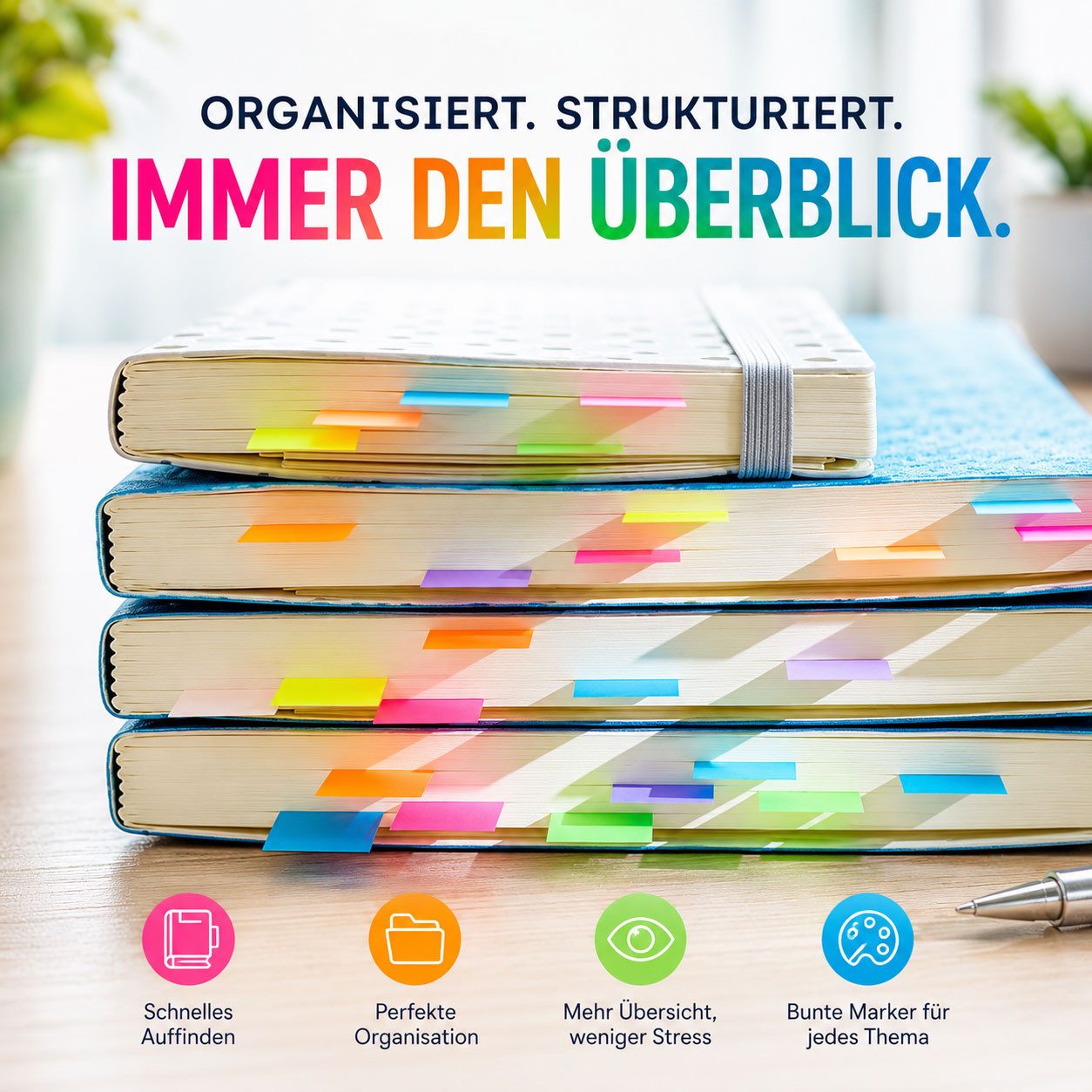 VABIONO Haftnotizblock Haftmarker Haftstreifen Pagemarker Notes Postit transparent 800 Blatt, kostenloser Versand – Bild 4 von 5