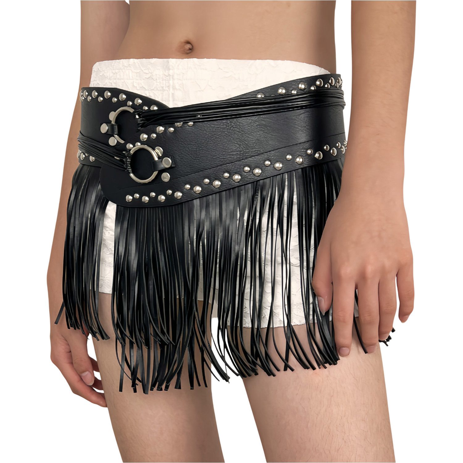 Refttenw Hüftgürtel Vintage schwarz Quastengürtel, Damen günstig online kaufen