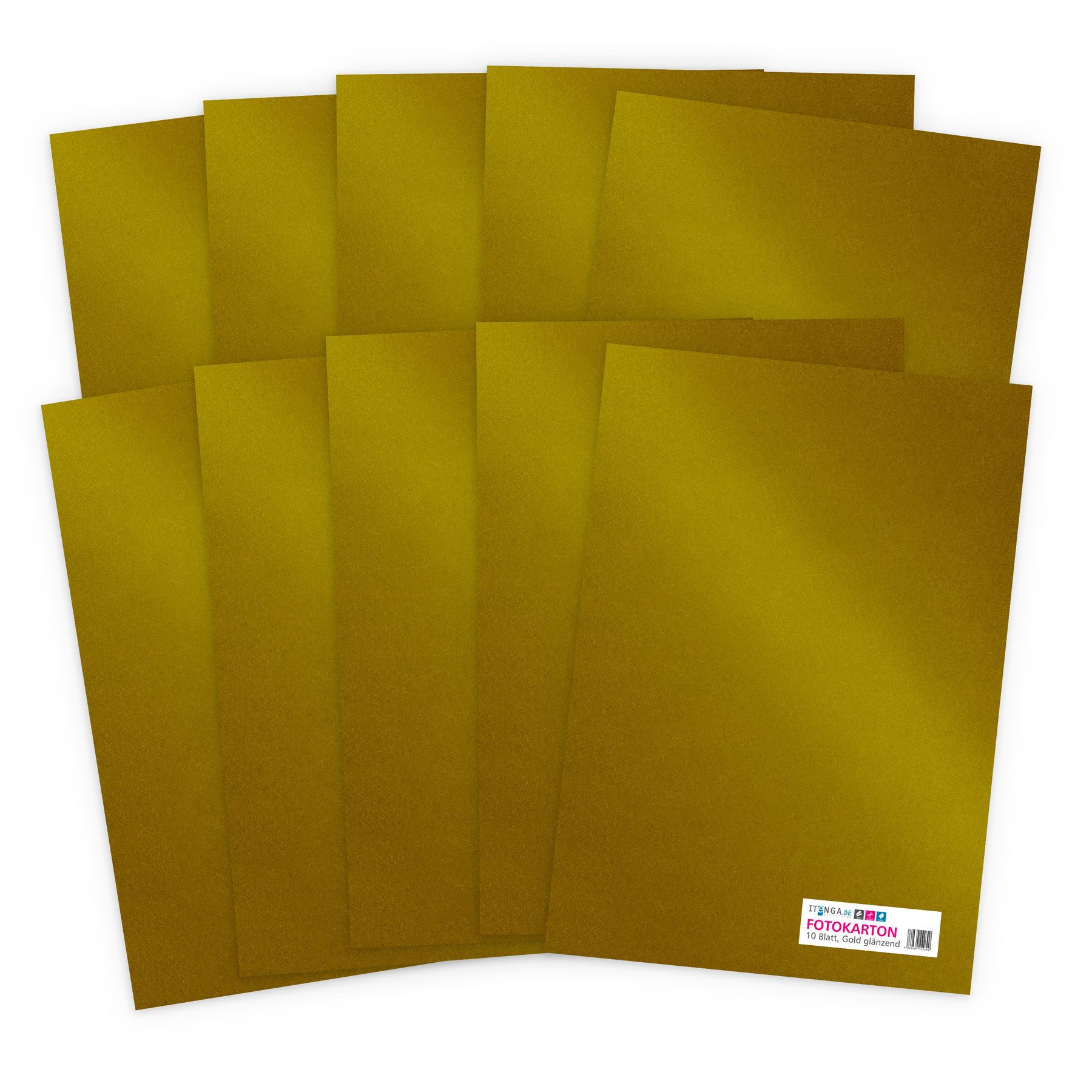 itenga Bastelkartonpapier itenga Fotokarton - A4 300 g/qm 10 Blatt Gold glänzend