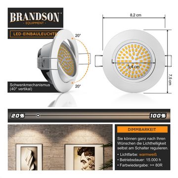 Brandson LED Einbaustrahler, schwenkbar, Warmweiß 3000K, Deckenspot 5W, 320 Lumen