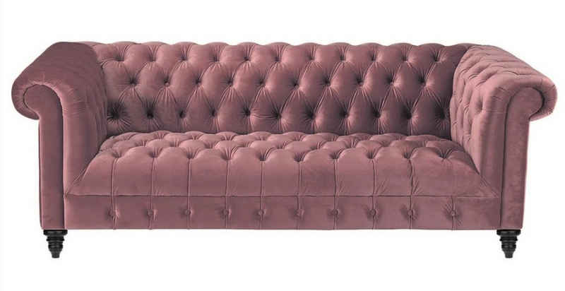 JVmoebel Chesterfield-Sofa, Fuchsia Samt Couch Luxus Polster Chesterfield Möbel Sofa mit Knöpfen Dreisitzer