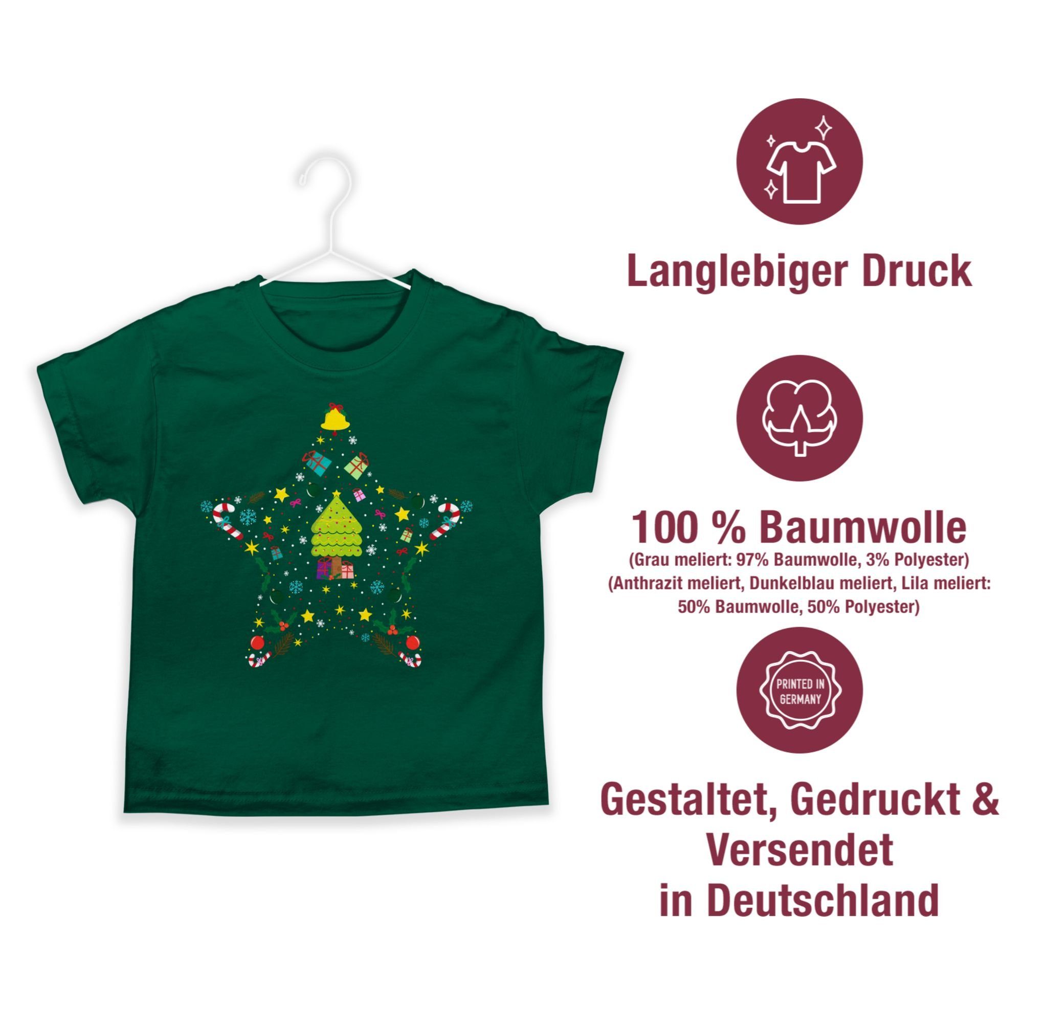 Weihnachtsstern Weihnachten Shirtracer Kinder T-Shirt Tannengrün Kleidung 01
