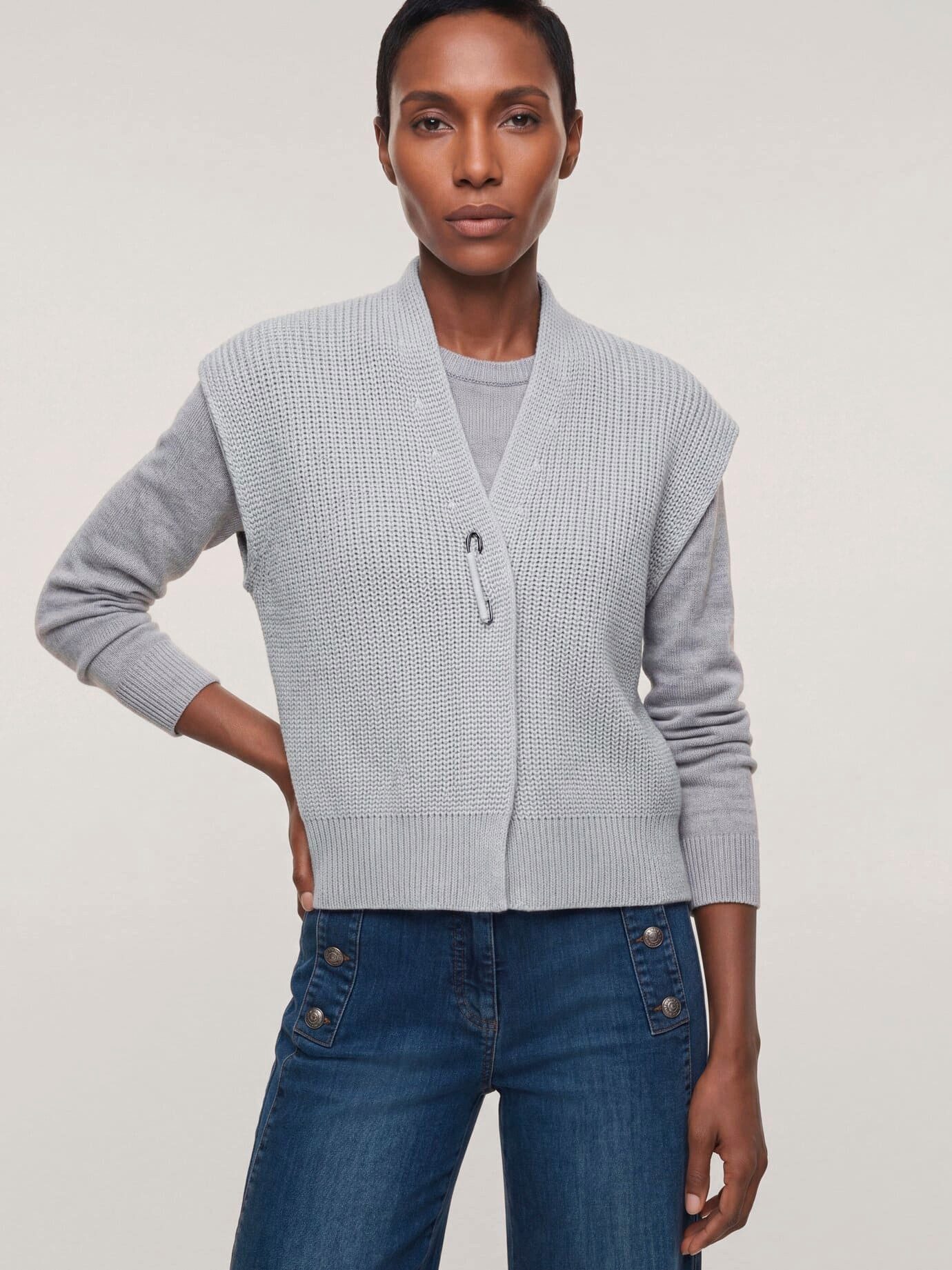 Walbusch Strickweste Damen Grobstrickweste im Patentmuster, modern, pflegeleicht