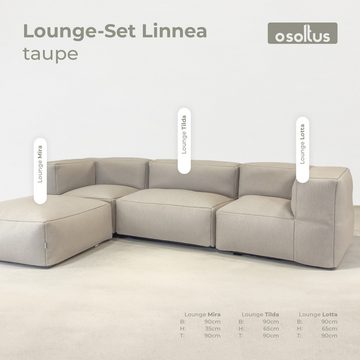 osoltus Gartenlounge-Set osoltus Linnea Premium Modular Lounge 4tlg Axroma Olefin taupe beige
