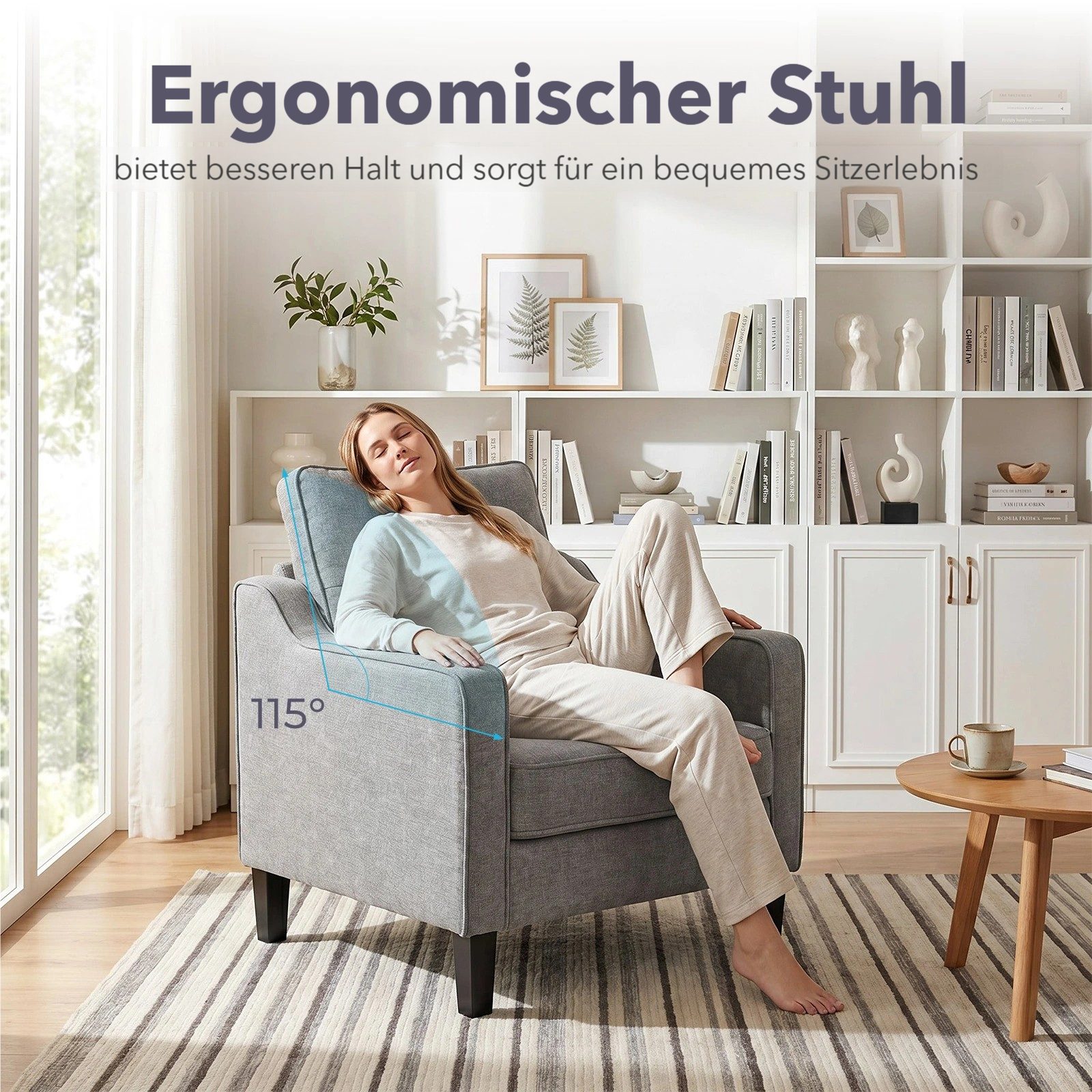 TLGREEN Loungesessel Accent Sessel mit Kissen,Polstersessel – 75×71×90 cm (Bequemes Einzelsitz-sofa),Lesesessel bequem, fur Wohnzimmer, Büro & Wohnung,Apartment – Bild 5 von 5
