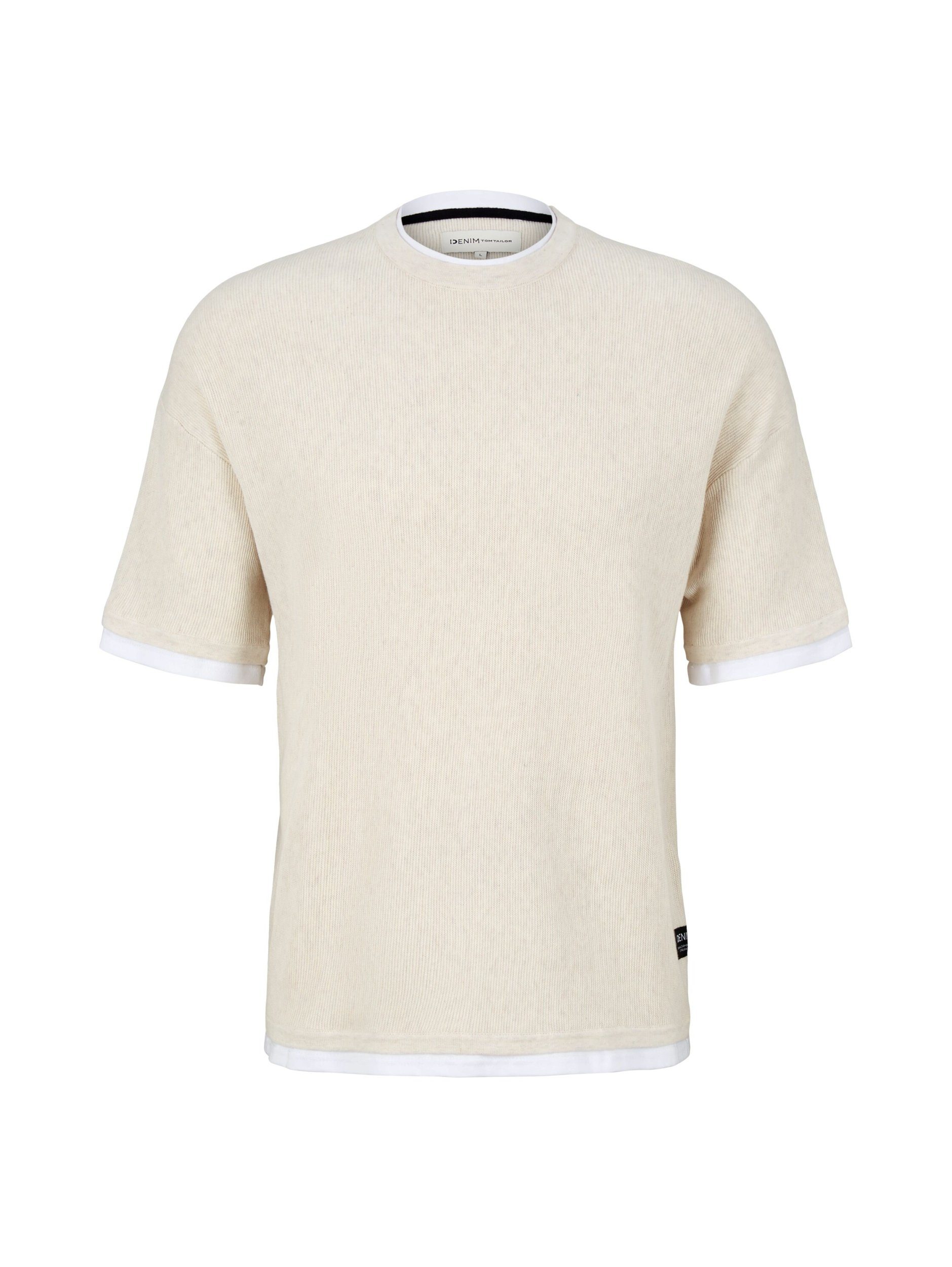 TOM TAILOR Denim Kurzarmshirt structured short sleeve crew natur | T-Shirts