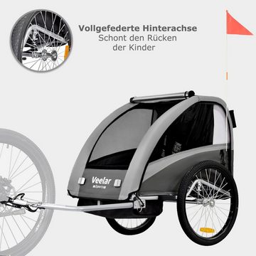 TIGGO Fahrradkinderanhänger Fahrradanhänger Kinderfahrradanhänger mit Buggy Set + Federung, geeignet für 1-2 Kinder