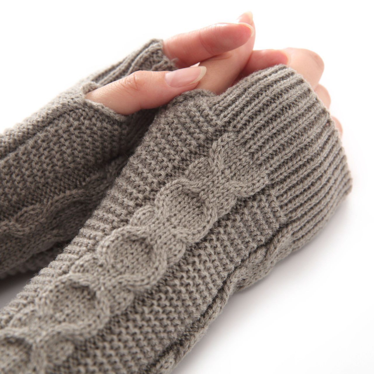 Coonoor Armstulpen Armstulpen Damen Wolle Pulswärmer Strick Halb Fingerlose Handschuhe Gestrickte Handstulpen Unisex Winterhandschuhe Wärmer Armwärmer – Bild 3 von 5