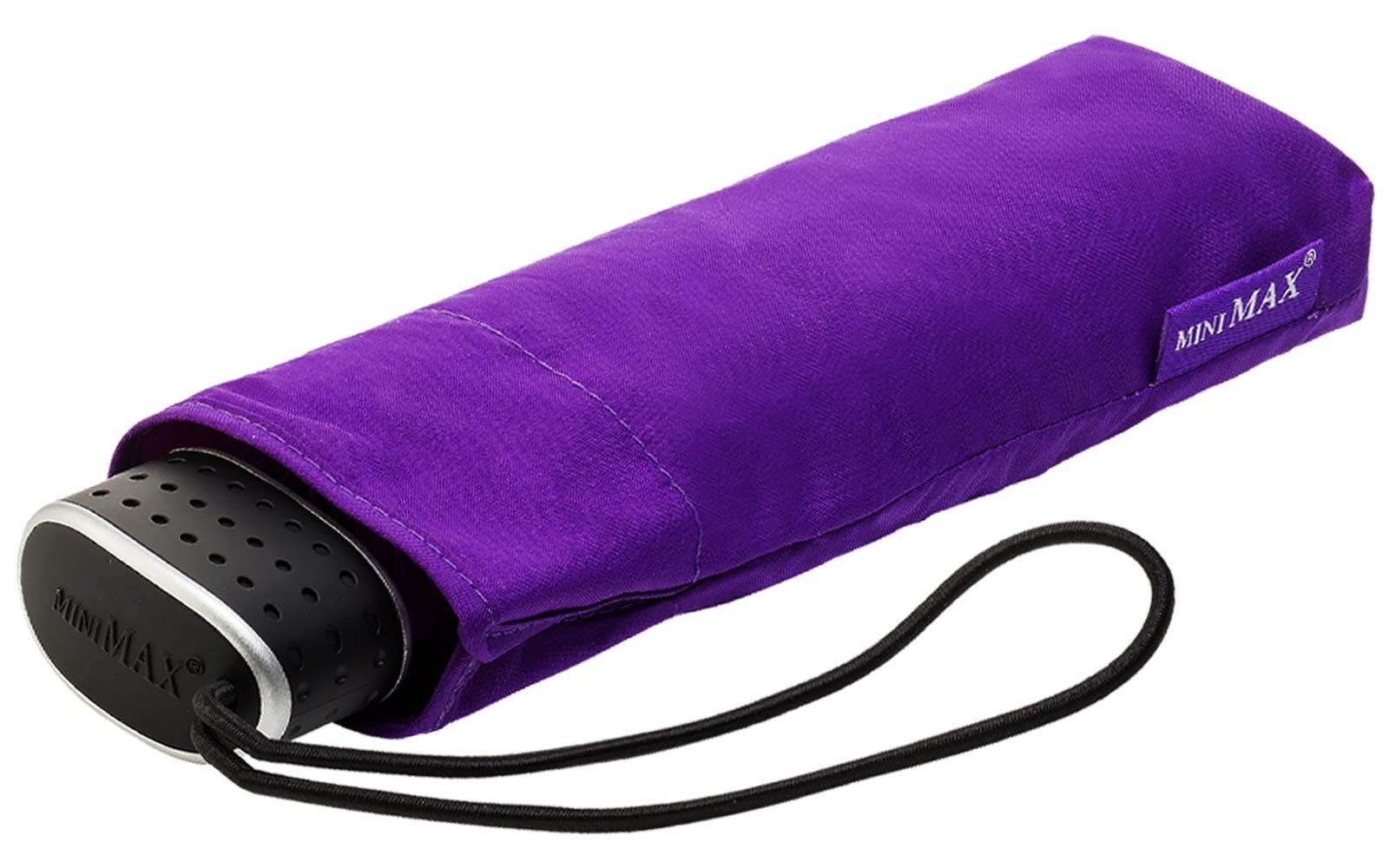 flacher Flat Schirm, Impliva für leichter perfekt violett Reisegepäck Taschenregenschirm das miniMAX®