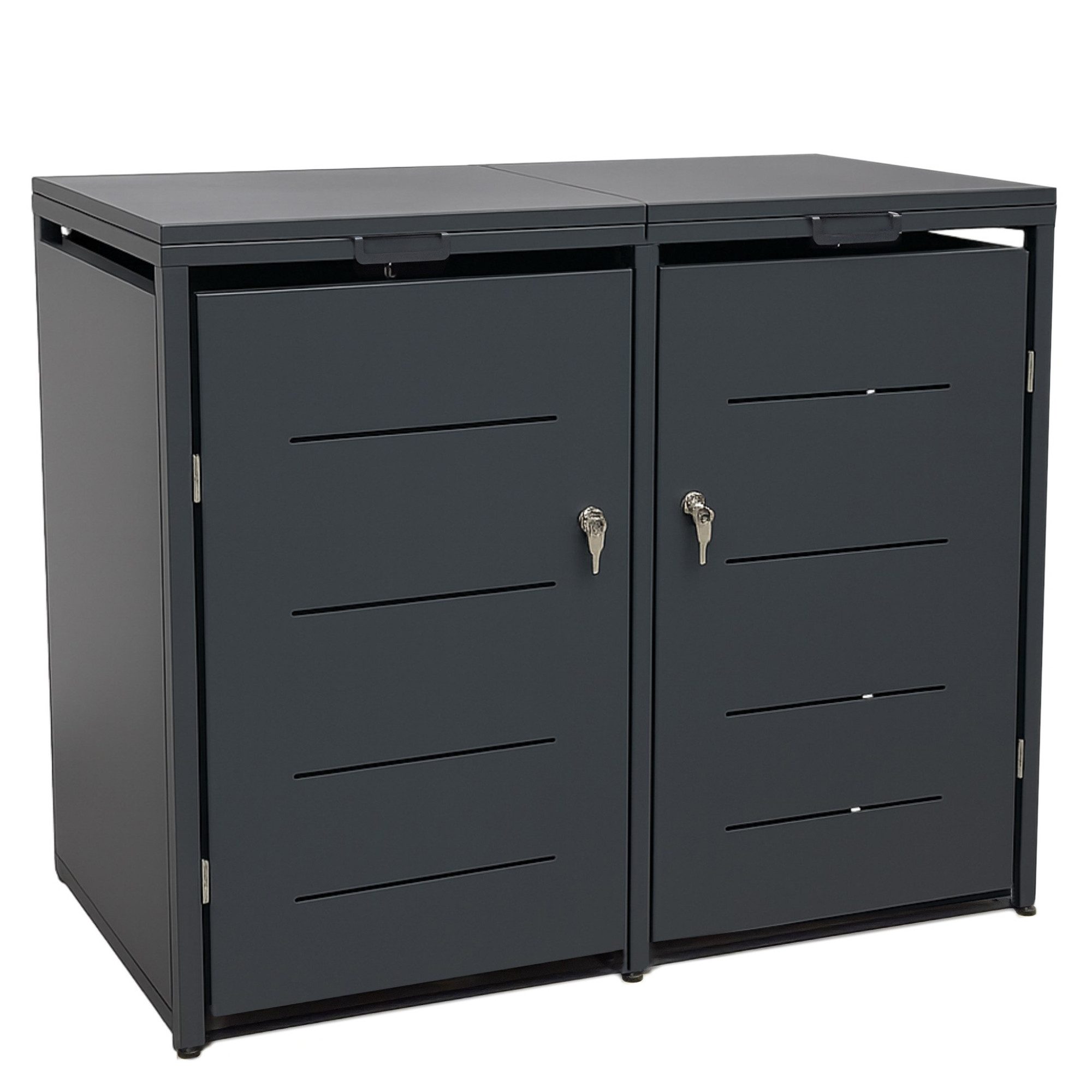 osoltus Gerätehaus Metall Mülltonnenbox 2er Mülltonnenverkleidung B132cm H118cm Conta