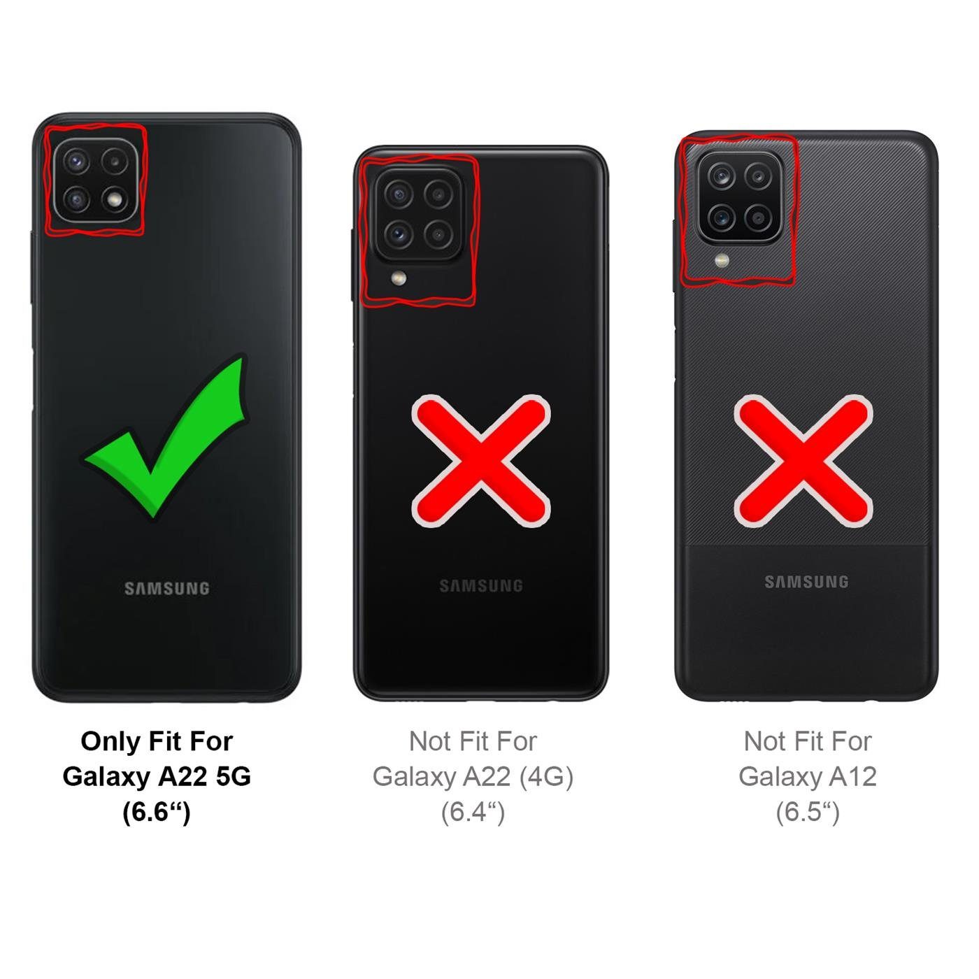 CoolGadget Handyhülle Book Case Handy Tasche für Samsung Galaxy A22 5G 6,6 Zoll, Hülle Klapphülle Flip Cover für Samsung A22 5G Schutzhülle stoßfest