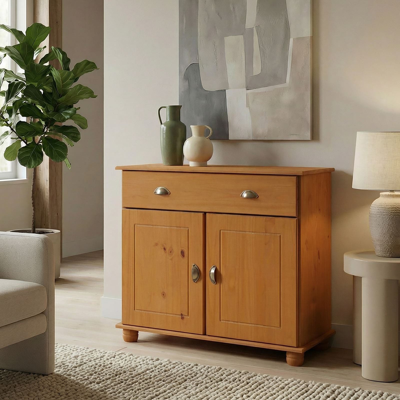 IDIMEX Highboard COLMAR, Kommode Vertiko Highboard Anrichte Holz Kiefer massiv 2 Türen 1 Schubl