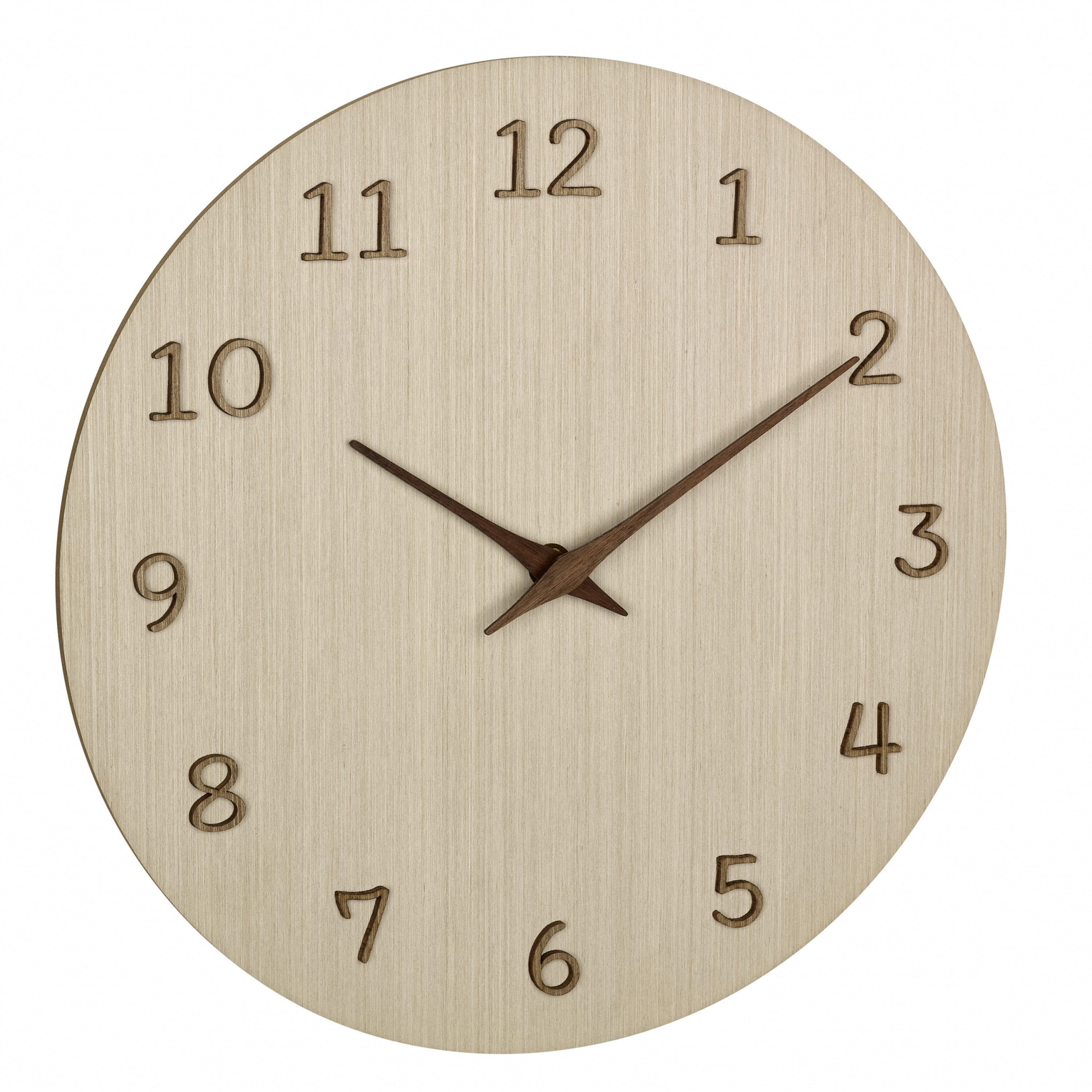 TFA Dostmann Wanduhr analog aus Holz 60.3072 Quarzuhr 298 mm Qualitätsuhrwerk 3D-Ziffern
