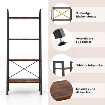 COSTWAY Bücherregal, stehend, 4 Ebenen, Metallrahmen, Kippsicherungen, 138cm