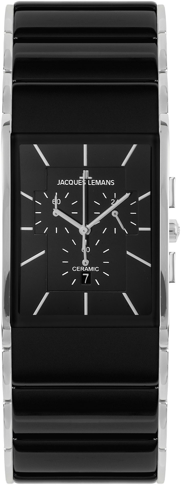 Jacques Lemans Chronograph Dublin, Quarzuhr, Armbanduhr, Damenuhr, Herrenuhr, Keramik, Stoppfunktion