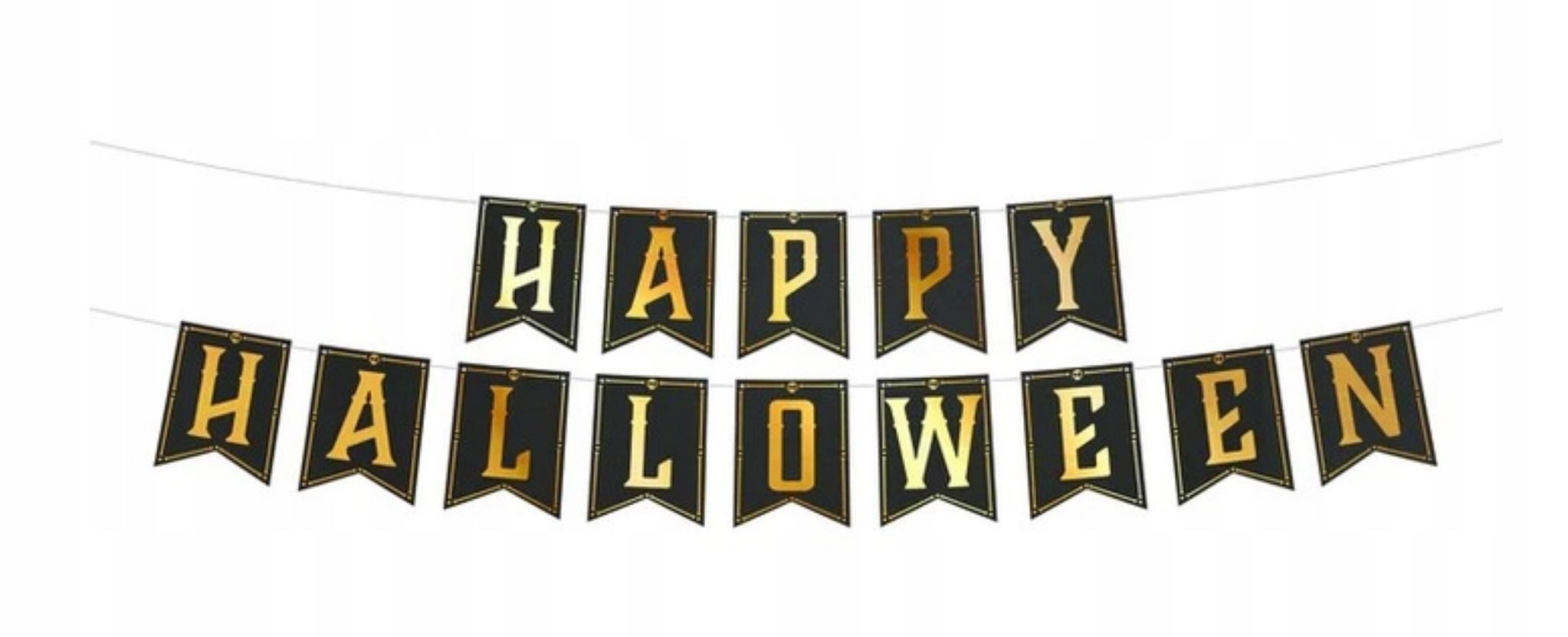 partydeco Girlande Eleganter "Happy Halloween"-Banner, 250 cm, goldene Buchstaben
