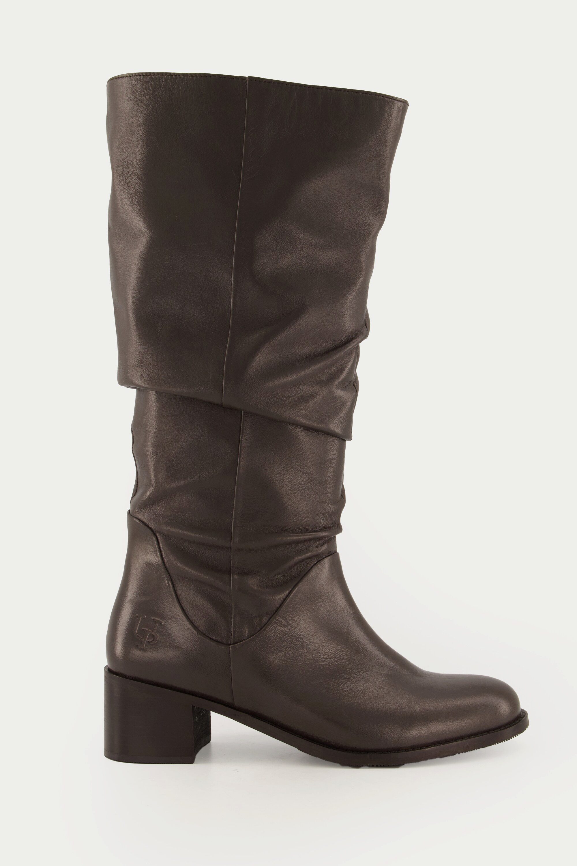 Ulla Popken Lederstiefel XL-Schaft Raffung Weite H Stiefel günstig online kaufen