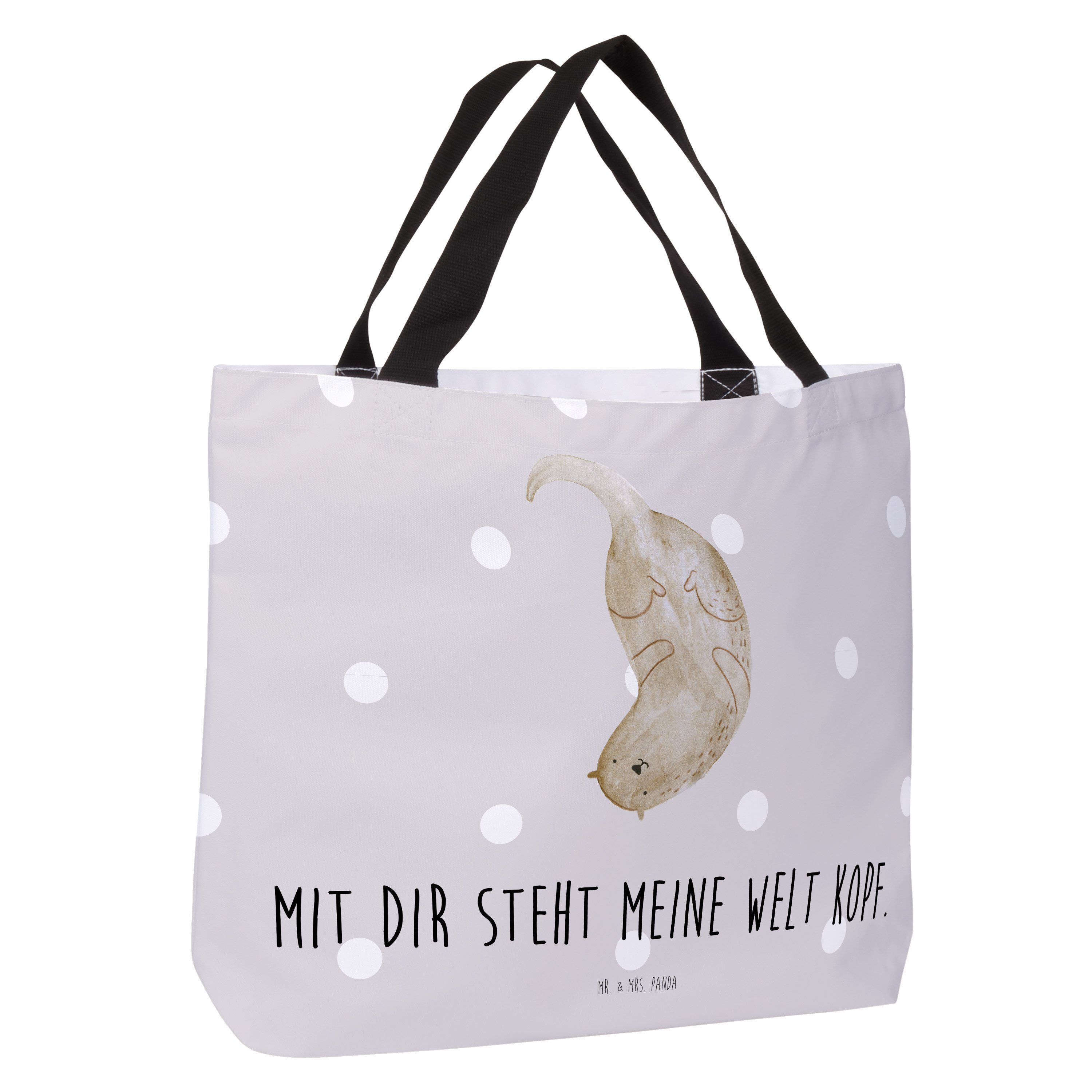 Shopper Otter Einkaufsbeutel, (1-tlg) kopfüber - Beutel, Grau Sch Mr. Geschenk, & Mrs. - Pastell Panda