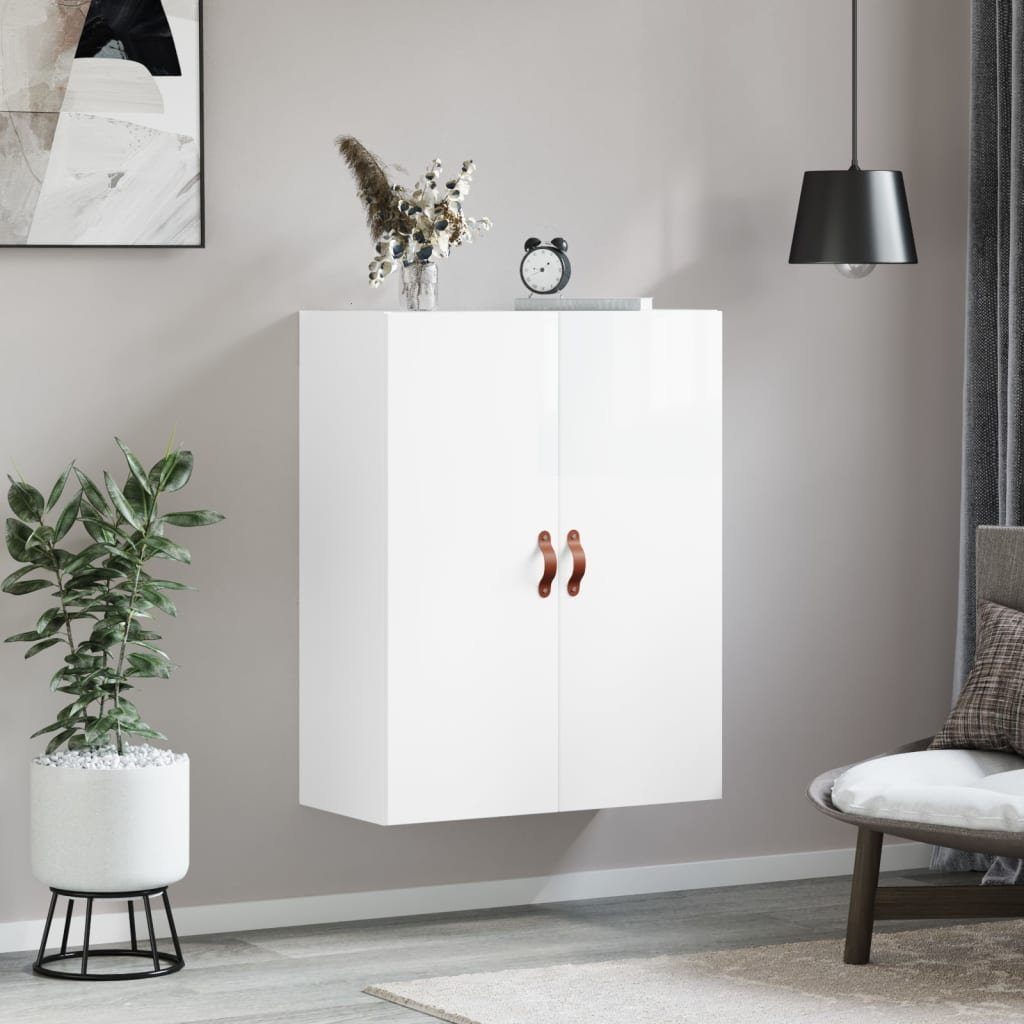 vidaXL Hängeschrank Wandschrank Hochglanz-Weiß 69,5x34x90 cm günstig online kaufen