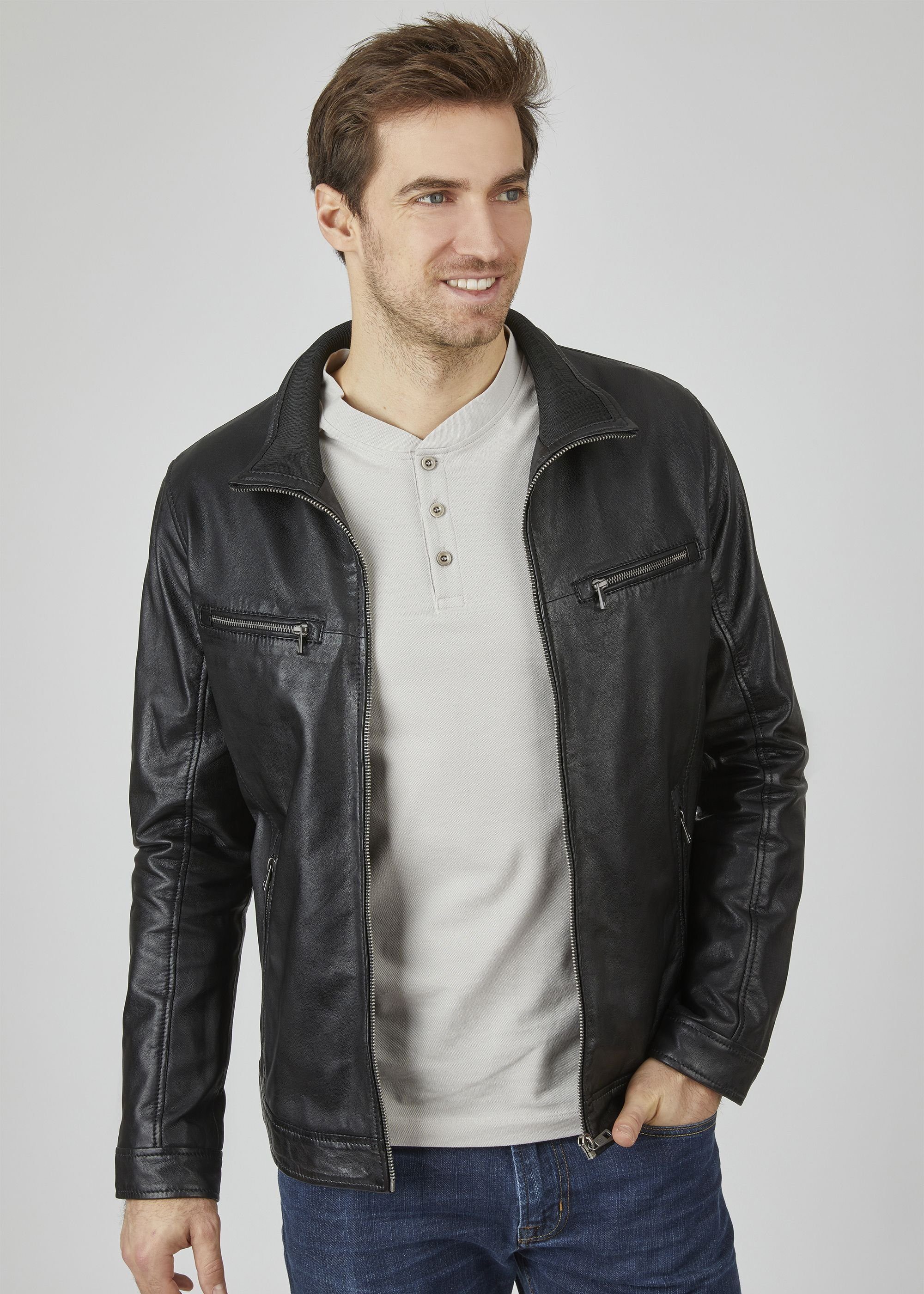 bugatti Lederjacke BUAURELIO (1-St) mit Ärmelriegeln günstig online kaufen