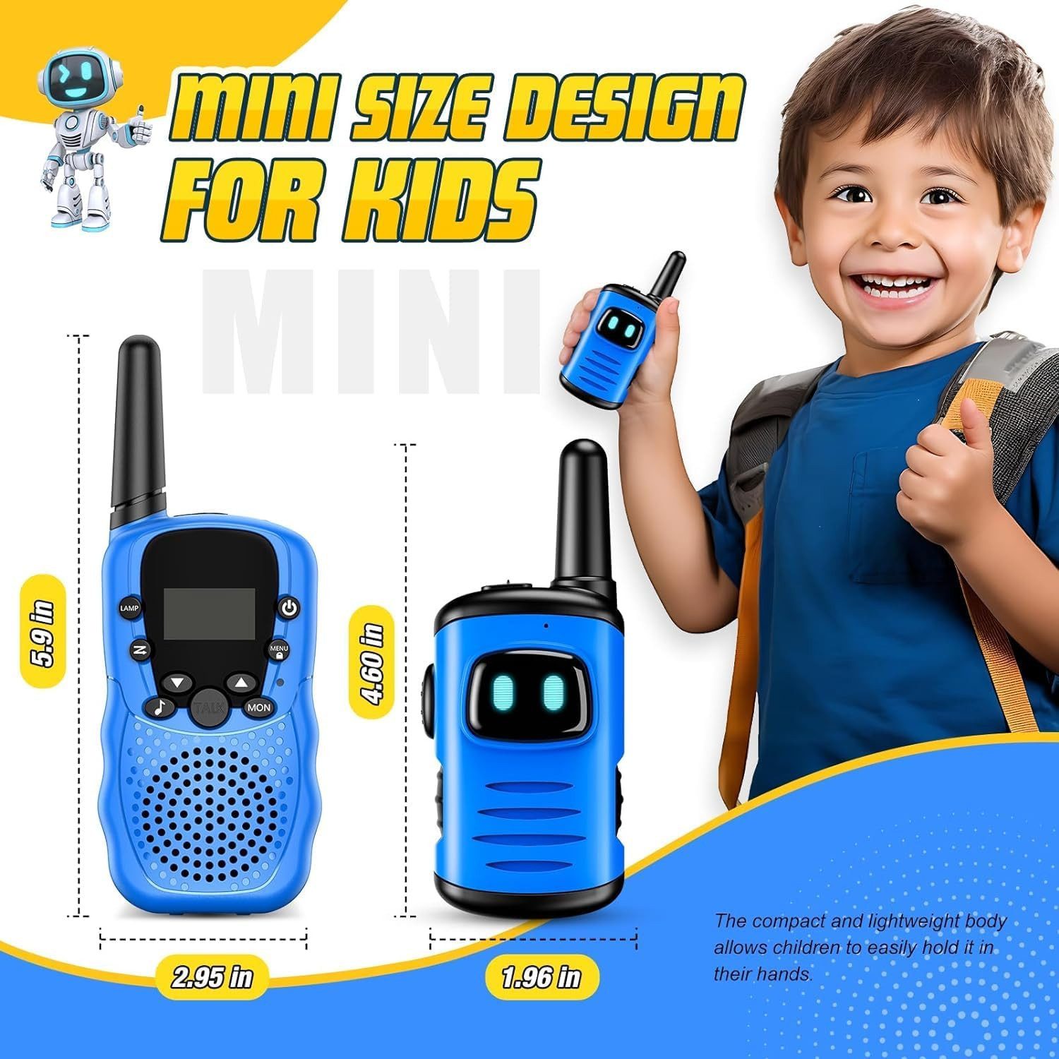 happikids Walkie Talkie Kinder Walkie Talkie Spielzeug Set 1 Kanal Funkgeräte Jungen Mädchen, (Kinder Walkie Talkie Spielzeug Set Funkgeräte Ein Kanal für Jungen Mädchen, 2 Funkgeräte für Kinder mit Ein Kanal Bedienung und stoßfestem Gehäuse), Stoßfest Kindgerechtes Design Ein-Kanal-Bedienung Klare Tonübertragung