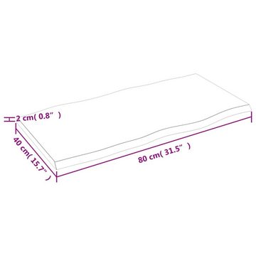 furnicato Tischplatte 80x40x2 cm Massivholz Eiche Behandelt Baumkante (1 St)
