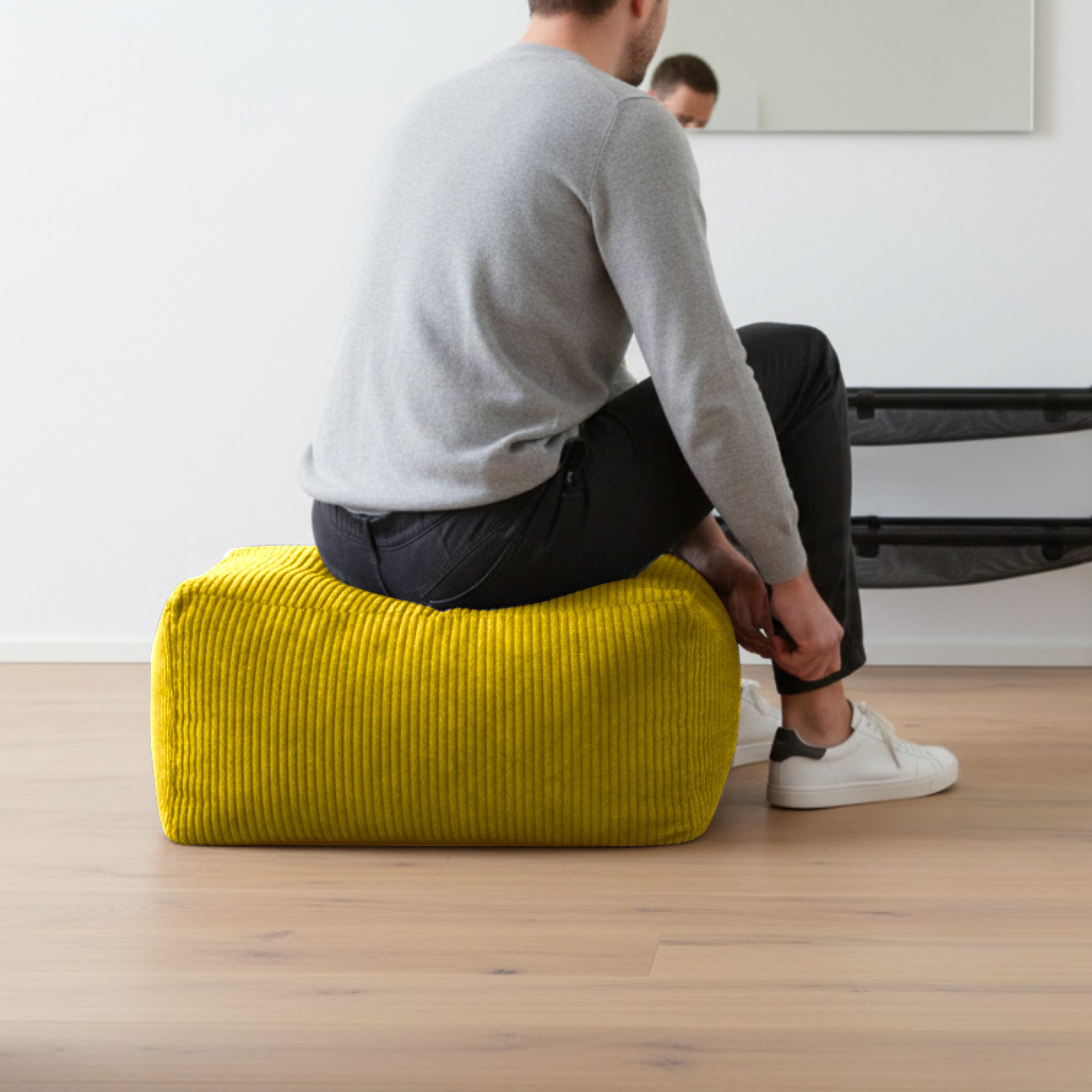 Green Bean Pouf Ottomane Cord (Indoor Sitzhocker Sitzkissen Fußhocker Relax-Sessel, Made in Germany), die ideale Ergänzung zum Sitzsack – Bild 5 von 5